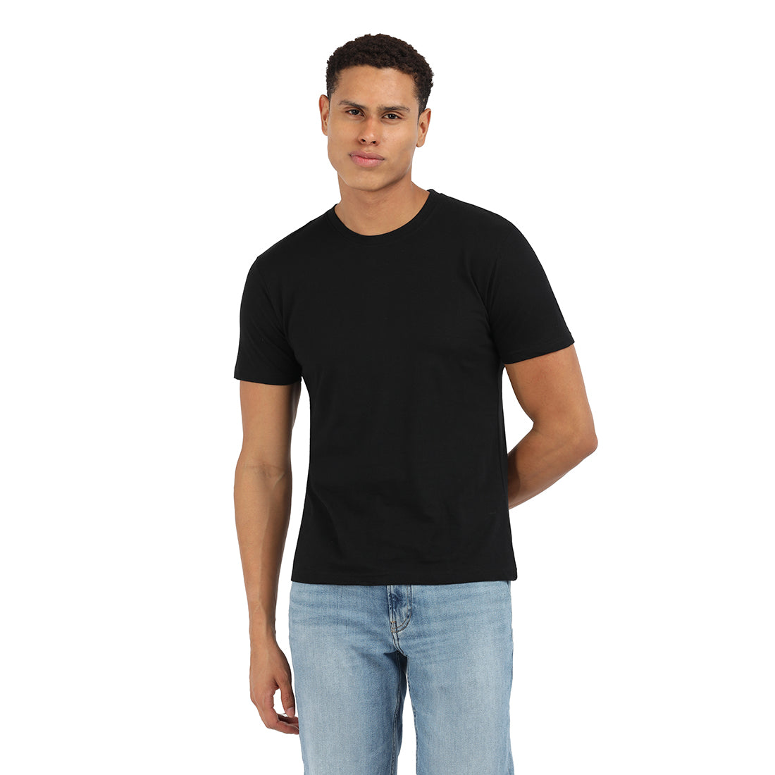 Premium Cotton Onyx Black Crew T-Shirt – KIVOFA Luxury Collection