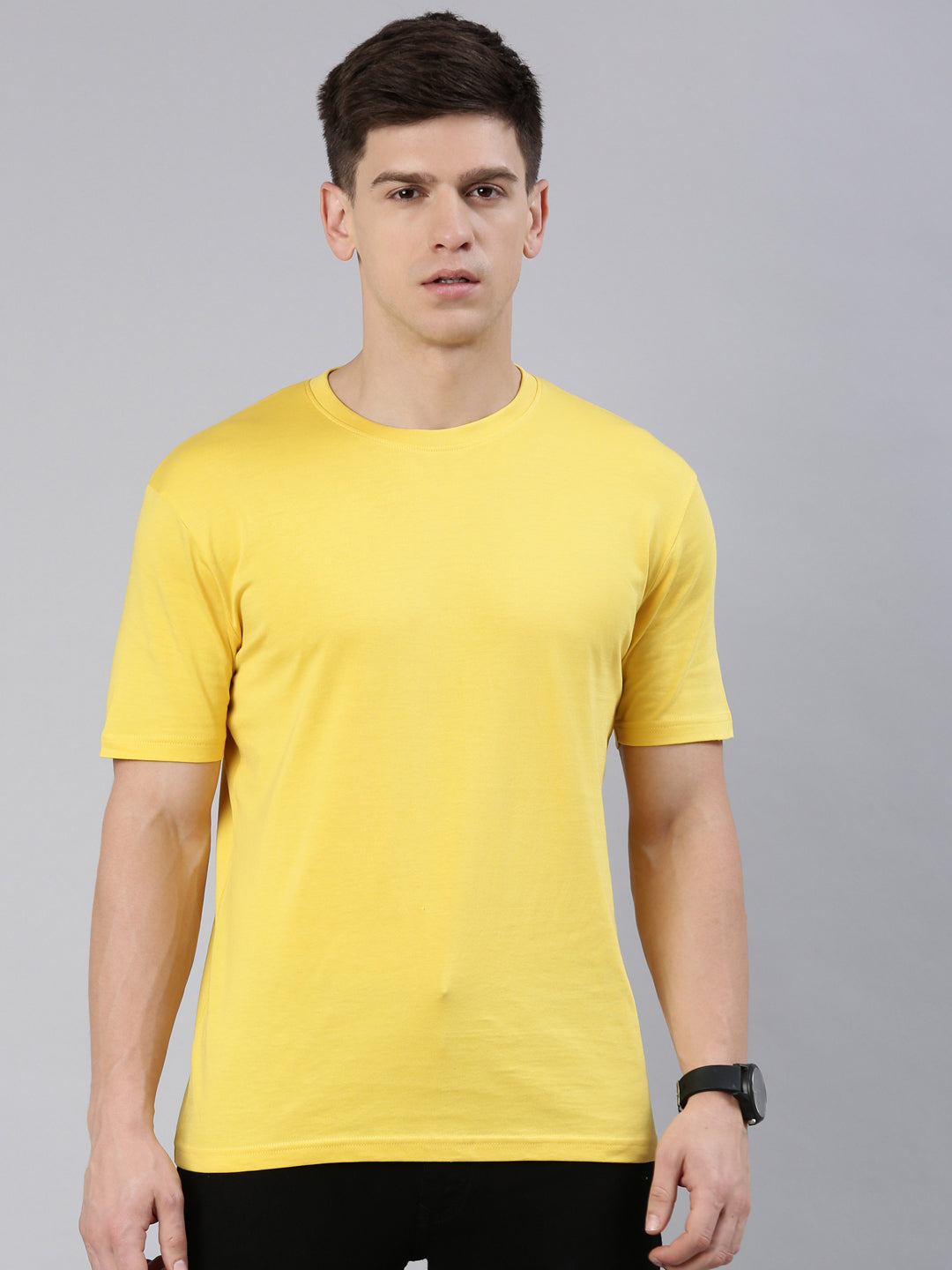 Kivofa Heritage Round Neck Deluxe Sunny Yellow | Luxury Supima Cotton T-Shirt