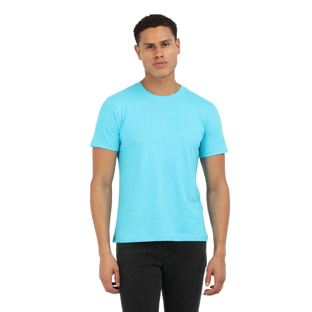 Premium Cotton Dark Aqua Crew T-Shirt | KIVOFA Luxury Collection