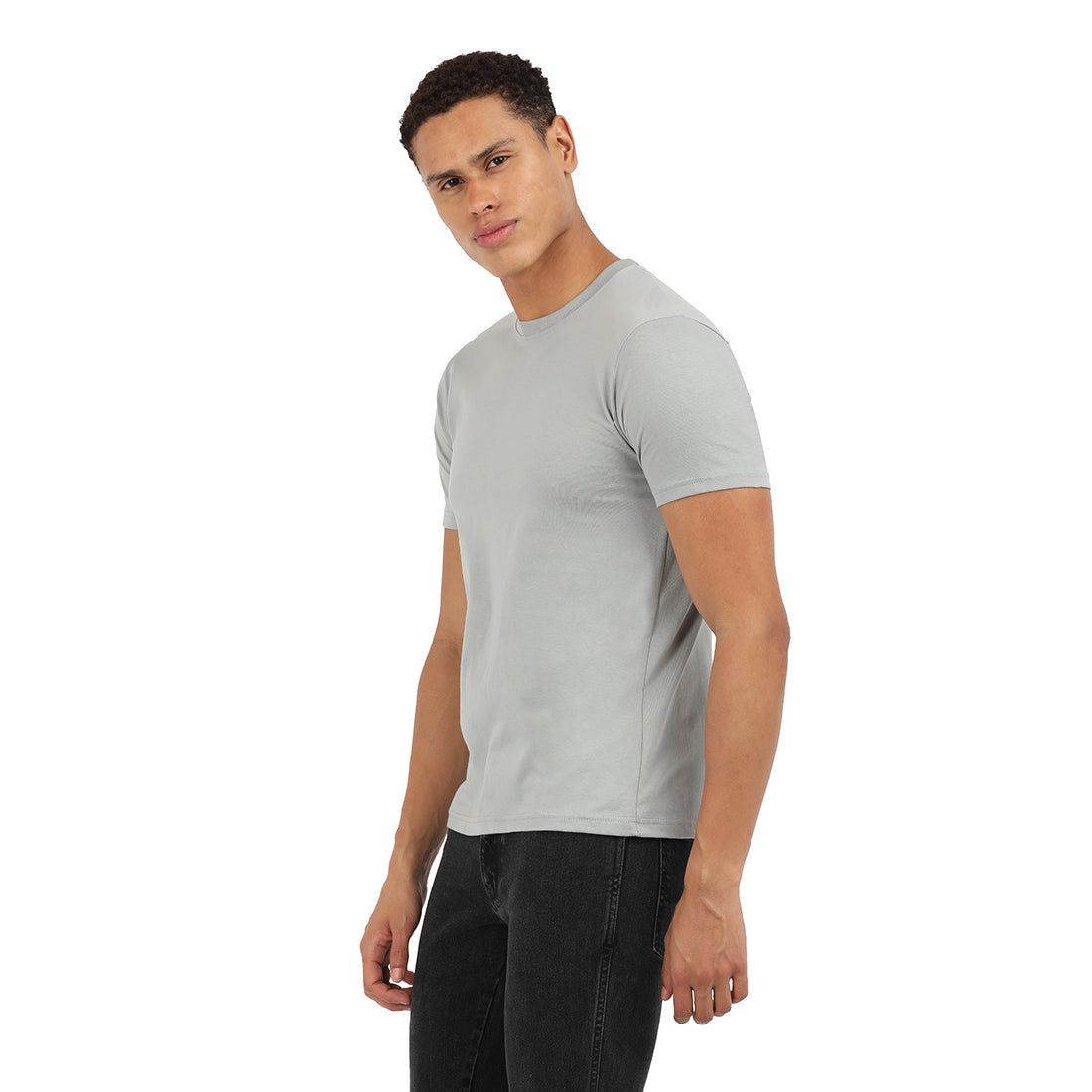 Ash Grey Crew T-Shirt – Classic Round Neck Premium Cotton | KIVOFA