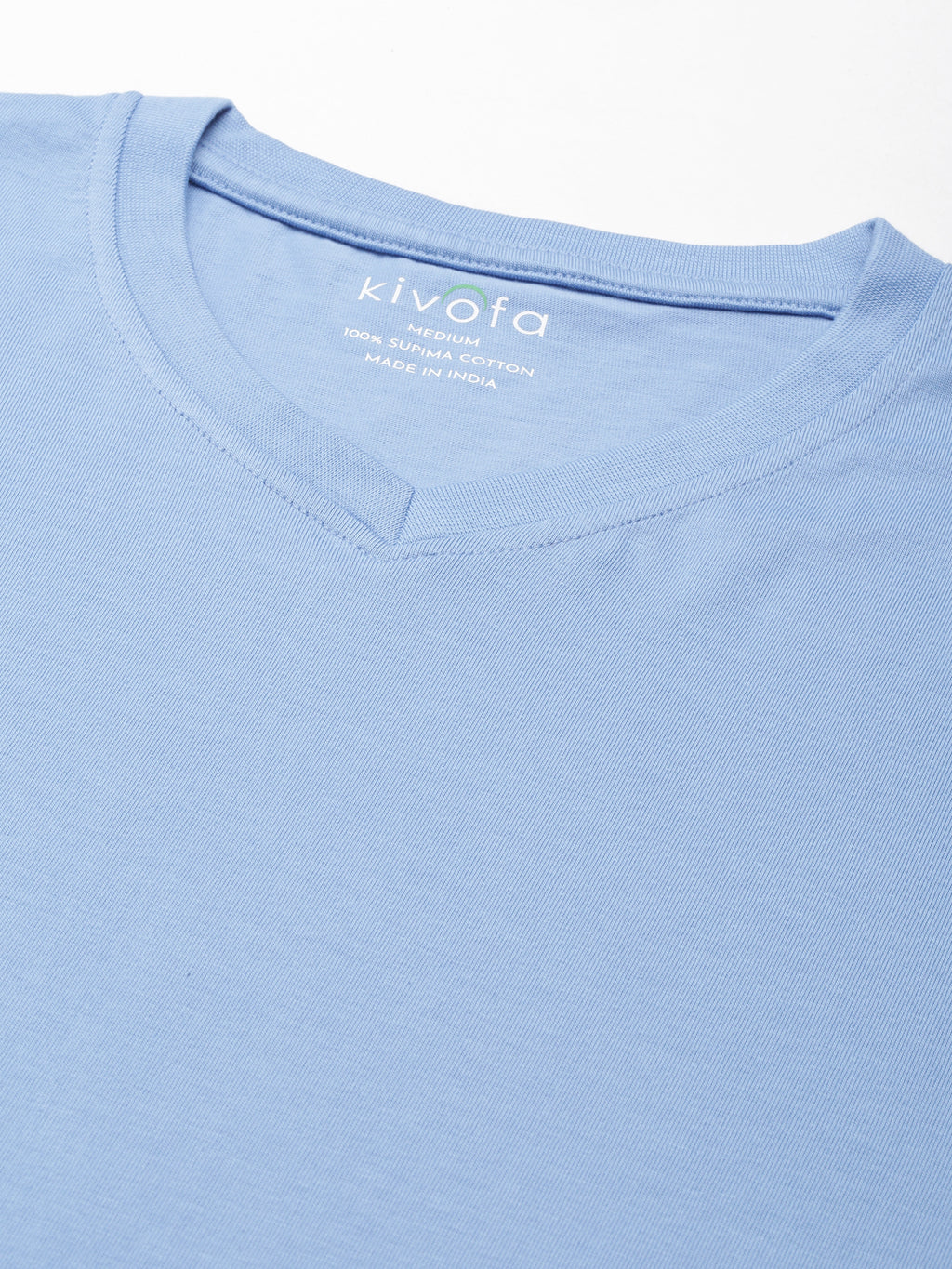 Supima Cotton Lichen Blue V-Neck T-Shirt – Premium Minimalist Luxury by Kivofa