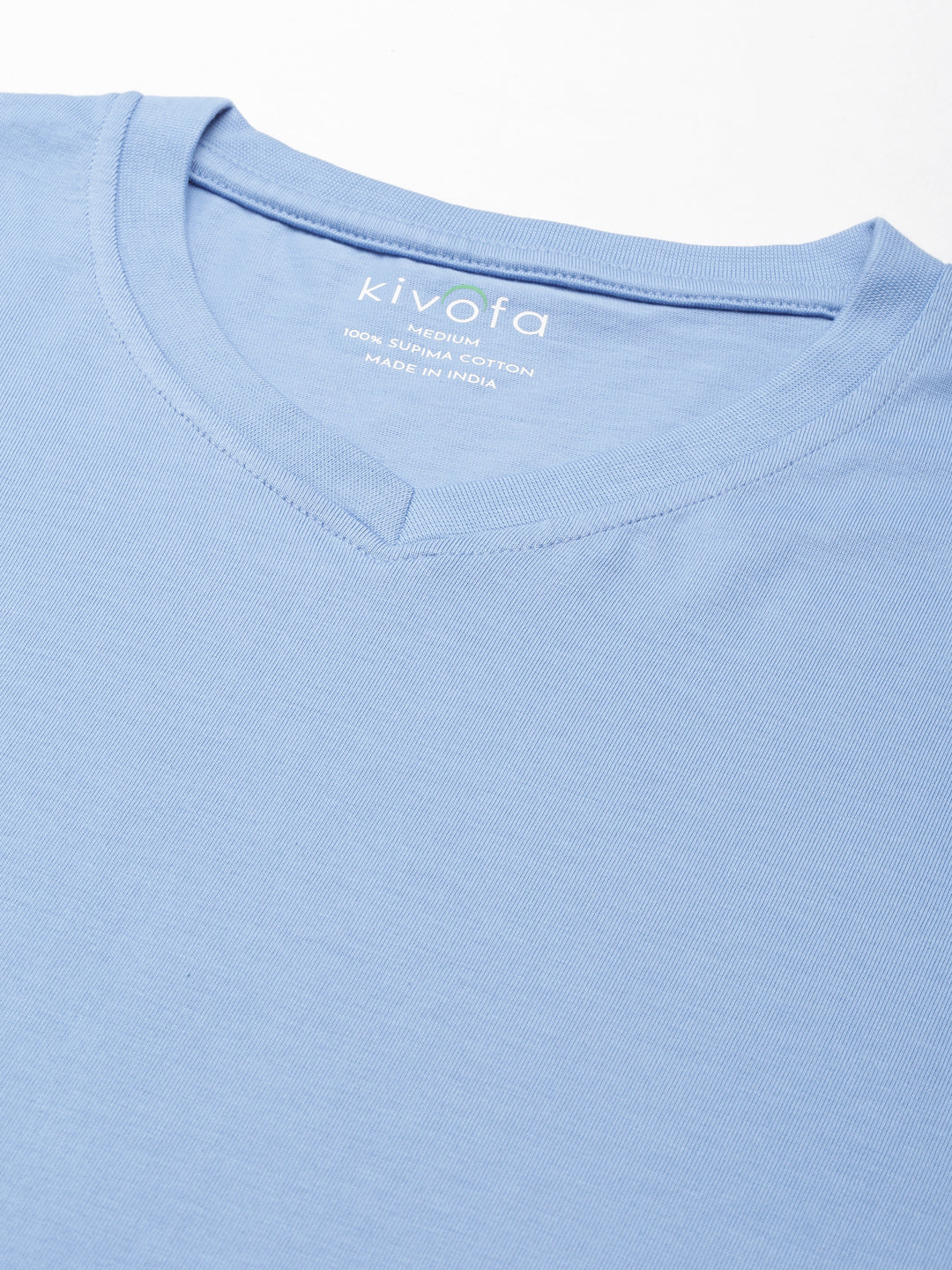 Supima Cotton Lichen Blue V-Neck T-Shirt – Premium Minimalist Luxury by Kivofa