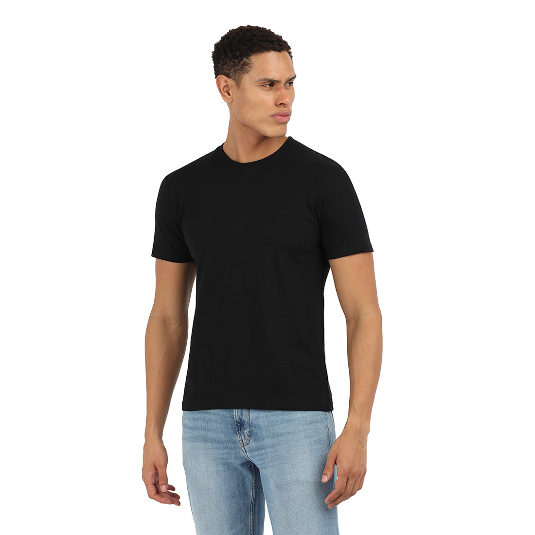 Premium Cotton Onyx Black Crew T-Shirt – KIVOFA Luxury Collection