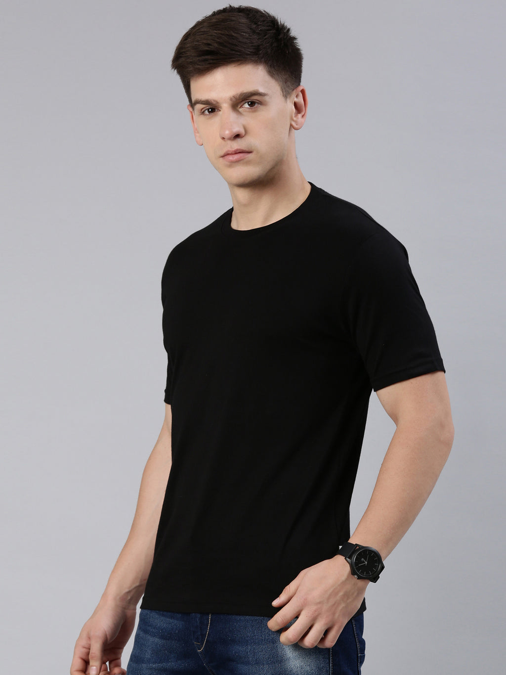 Kivofa Round Neck Supreme Onyx Black | Premium Supima Cotton