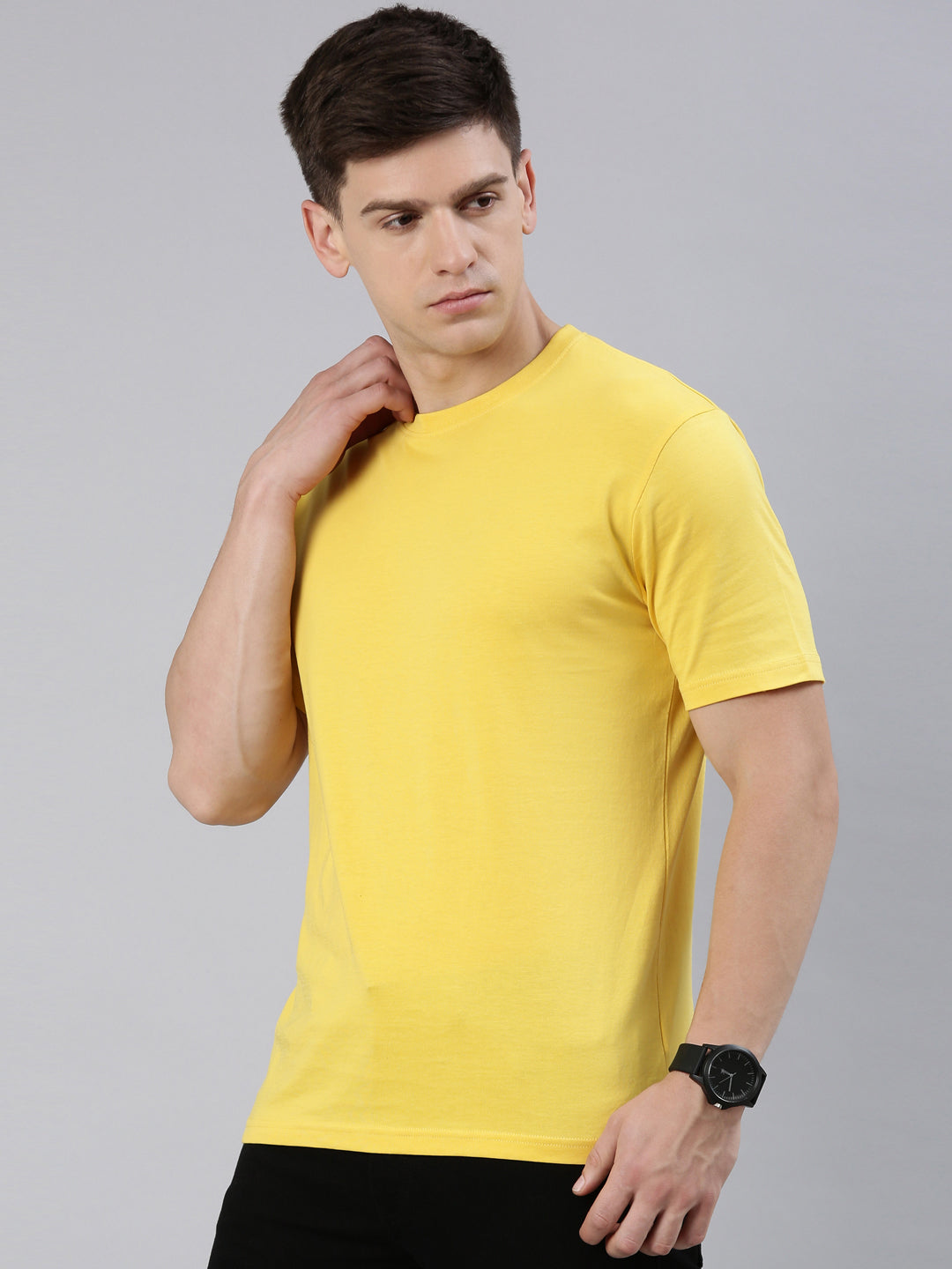 Kivofa Heritage Round Neck Deluxe Sunny Yellow | Luxury Supima Cotton T-Shirt