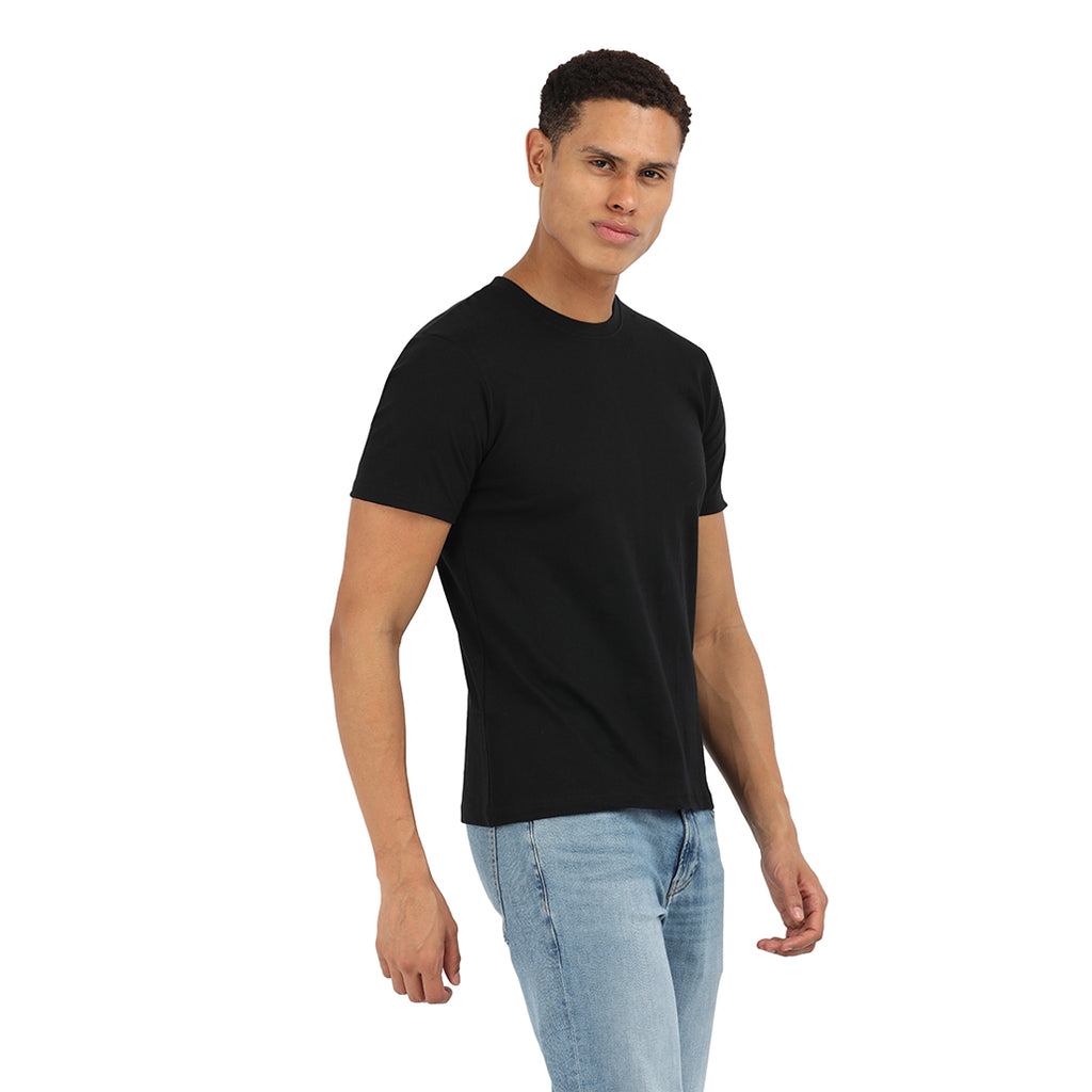 Premium Cotton Onyx Black Crew T-Shirt – KIVOFA Luxury Collection