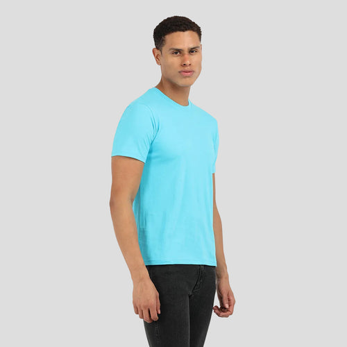 Premium Cotton T Shirt - Half Sleeve - Round Neck - Dark Aqua