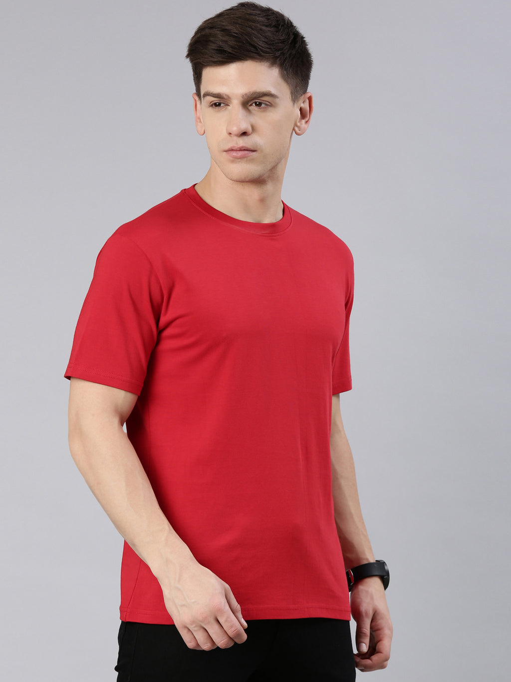 Men’s Supima Cotton Round Neck T-Shirt – Half Sleeve, Red – Ultra Soft & Breathable