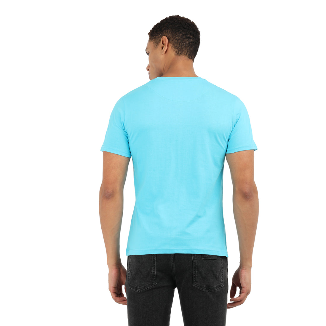 Premium Cotton Dark Aqua Crew T-Shirt | KIVOFA Luxury Collection