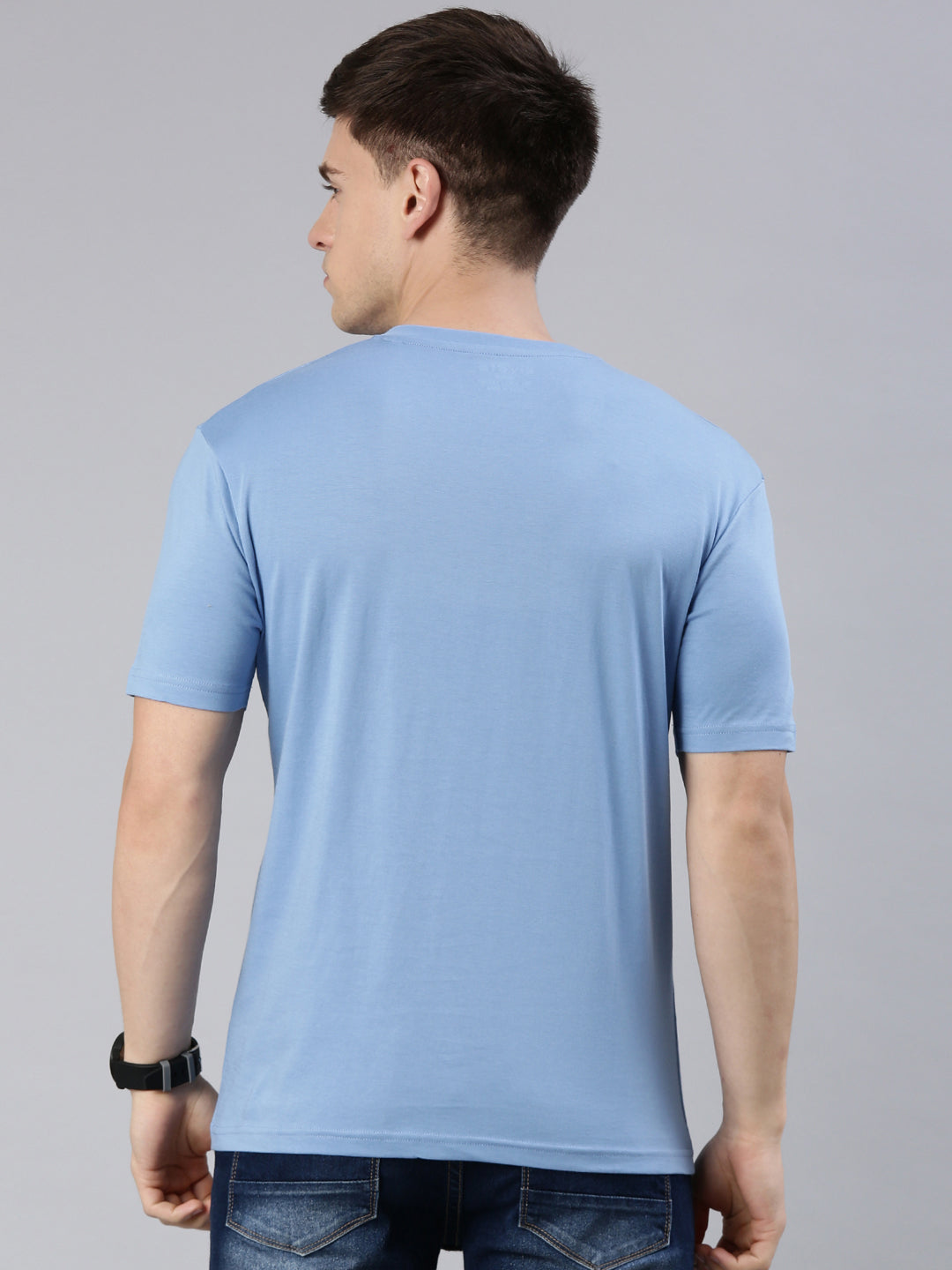 Supima Cotton Lichen Blue V-Neck T-Shirt – Premium Minimalist Luxury by Kivofa