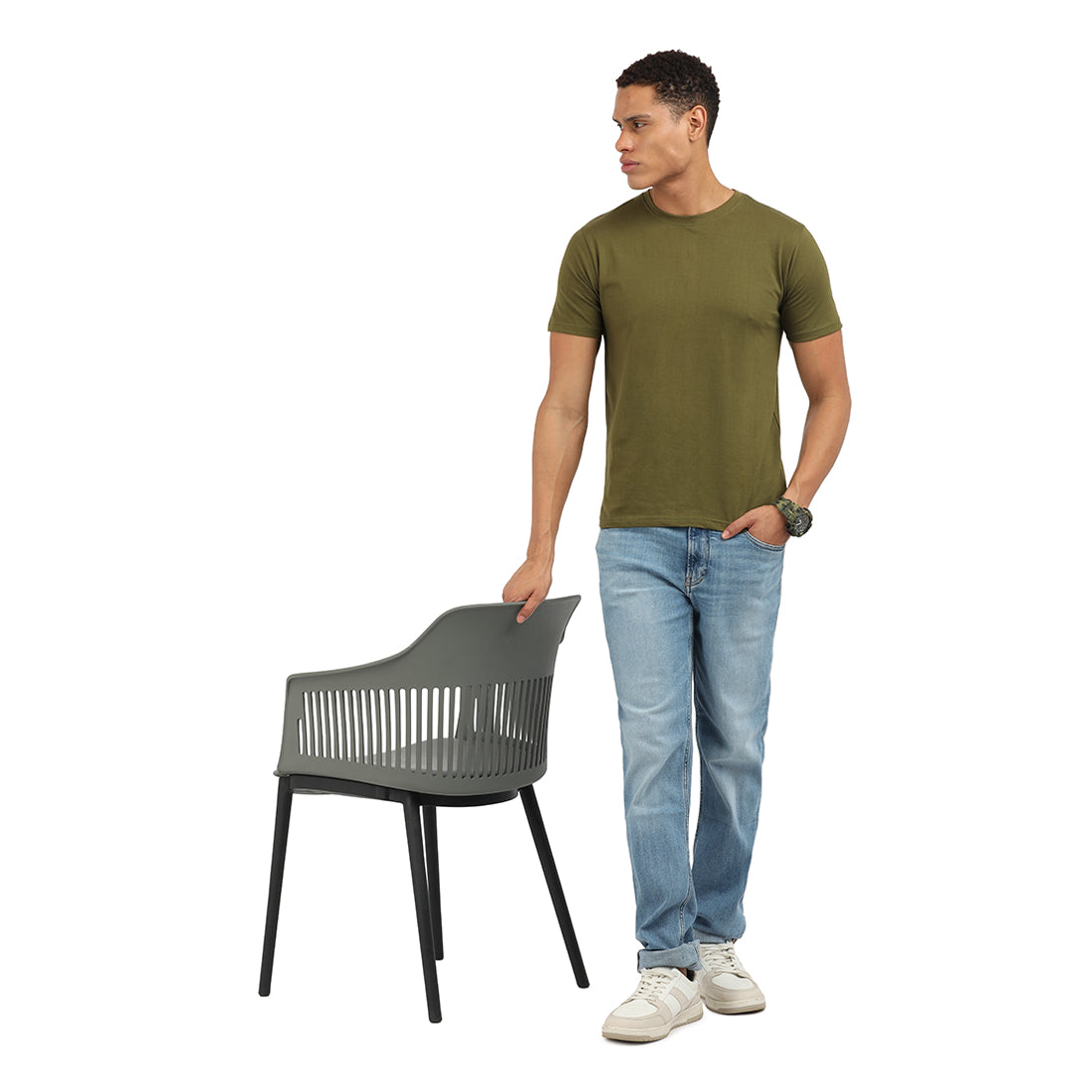 Prestige Earthy Olive Crew T-Shirt – Premium Cotton | KIVOFA Luxury