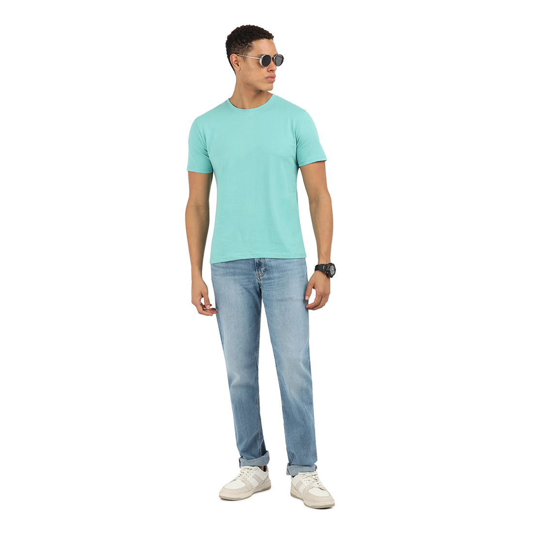 Everyday comfortable cotton Signature Dusty Turquoise Crew