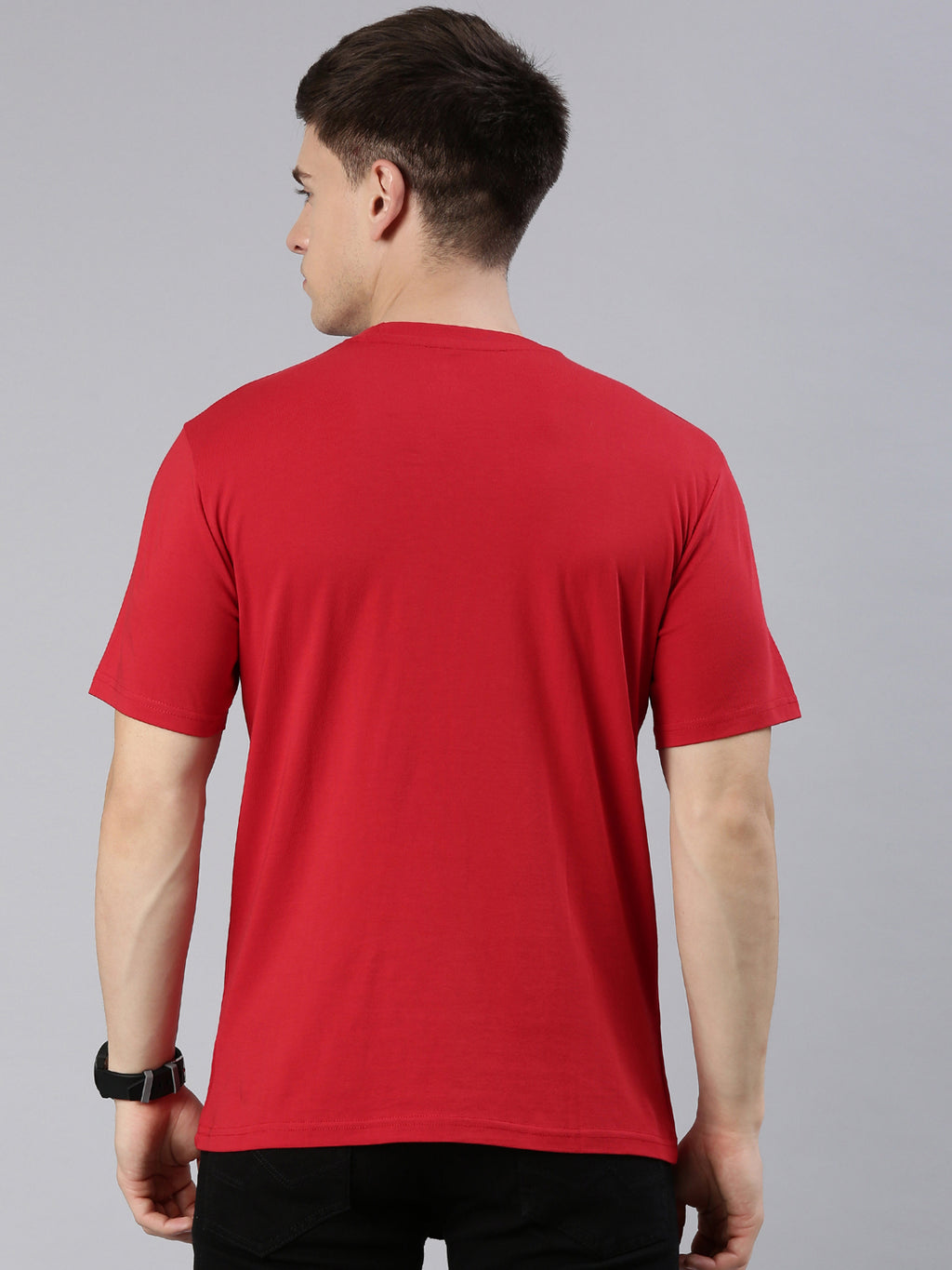 Men’s Supima Cotton Round Neck T-Shirt – Half Sleeve, Red – Ultra Soft & Breathable