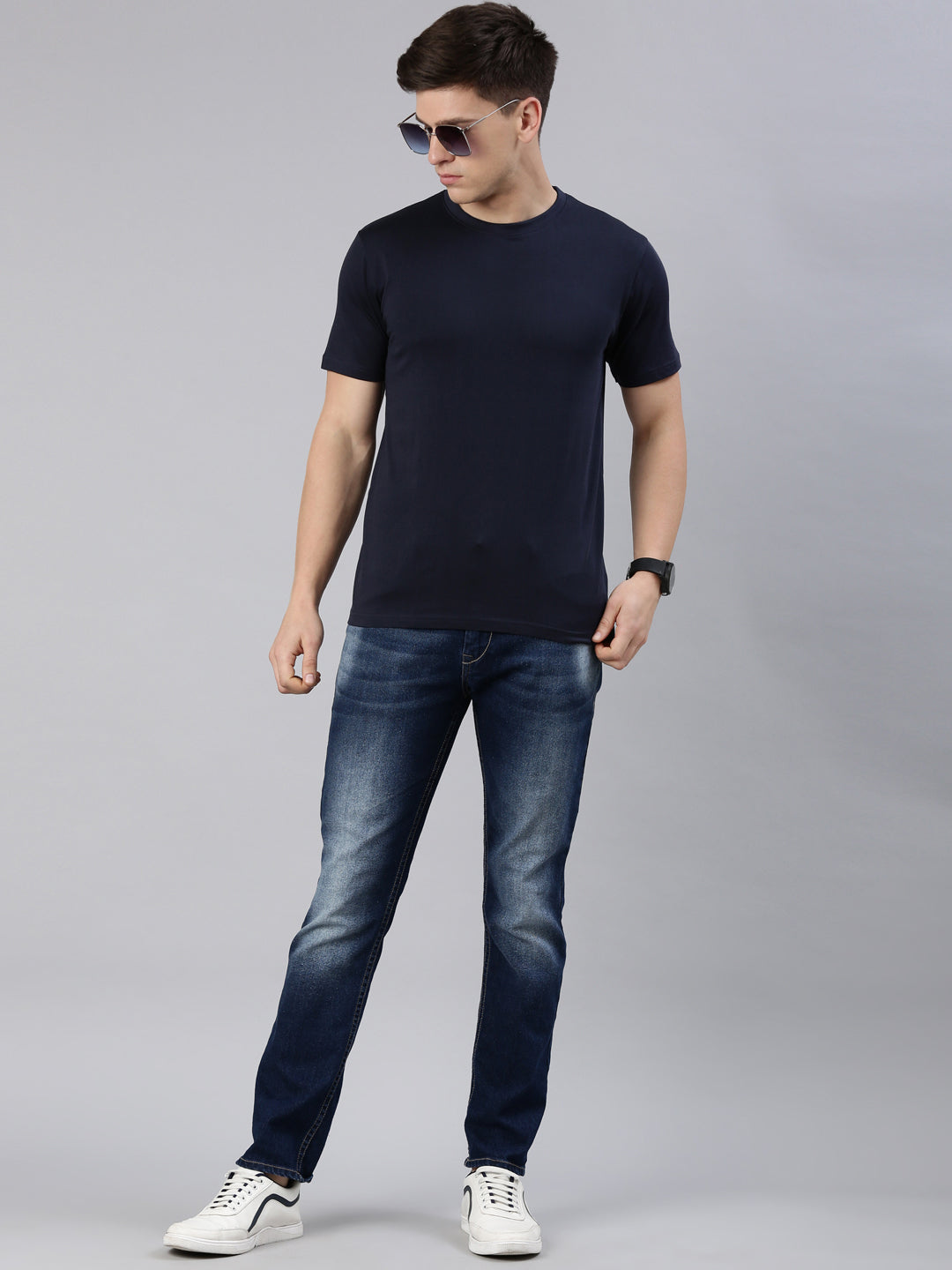 Kivofa Round Neck Prestige Nautical Navy | Premium Supima Cotton