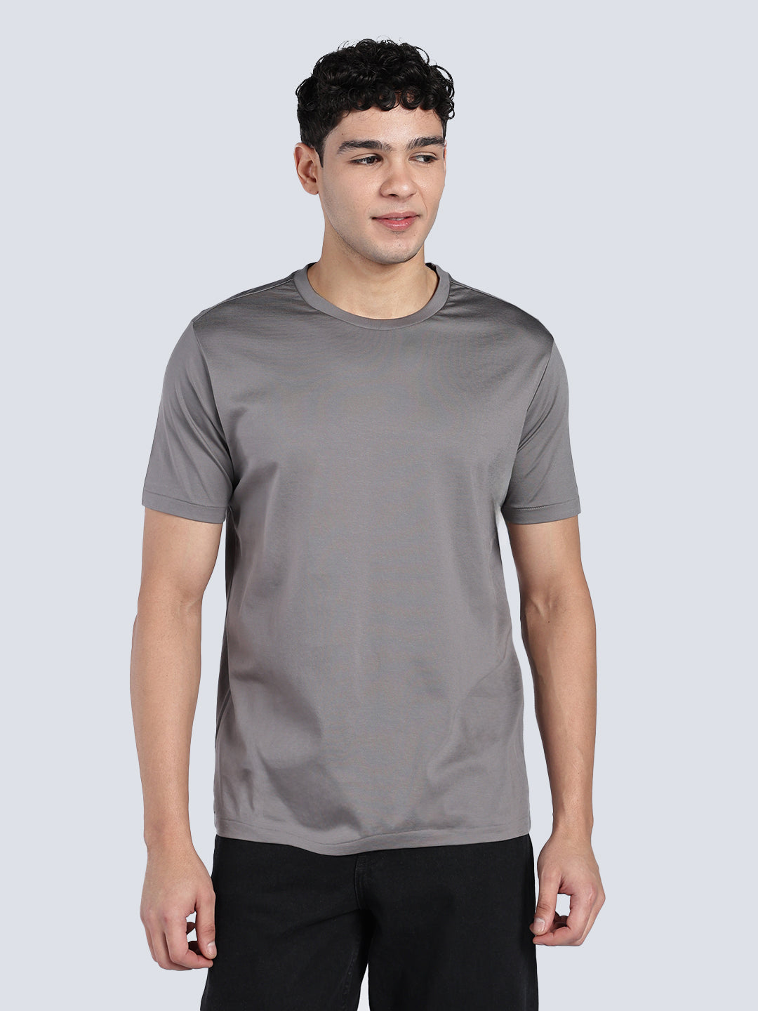 Pima Cotton T-Shirt for Men – Round Neck- Half Sleeve- Grey