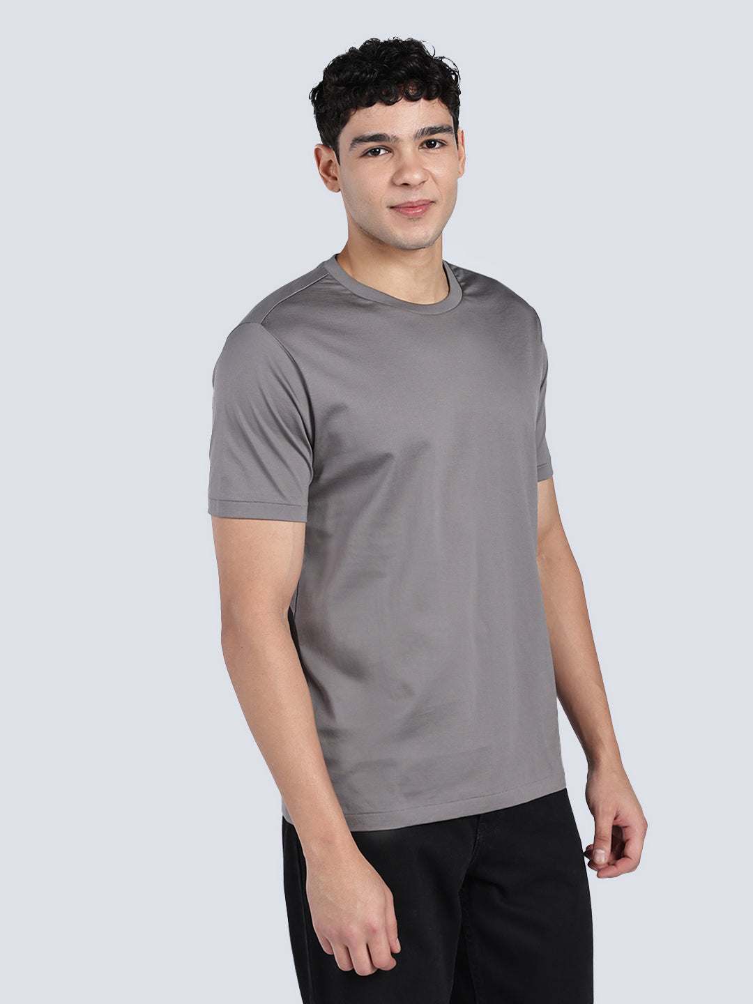Pima Cotton T-Shirt for Men – Round Neck- Half Sleeve- Grey