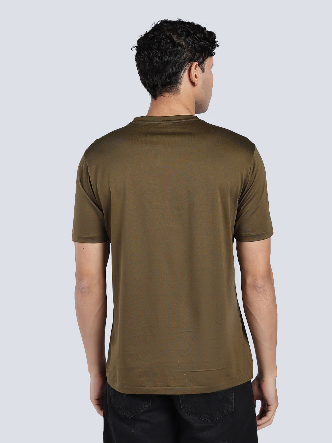 Soft Pima Cotton Men's T-Shirt – Half Sleeve Round Neck - Dark Olive