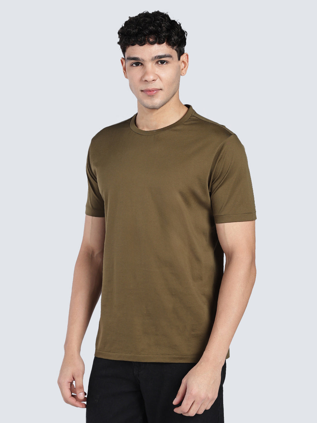 Soft Pima Cotton Men's T-Shirt – Half Sleeve Round Neck - Dark Olive