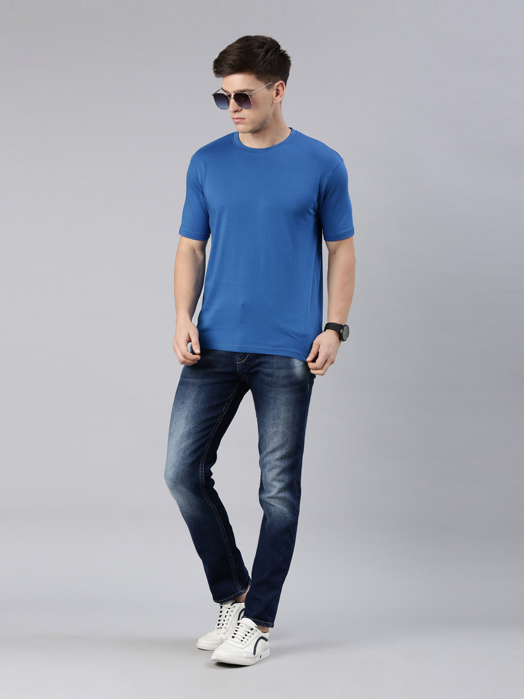 Kivofa Heritage Round Neck Signature Baleine Blue | Supima Cotton Luxury