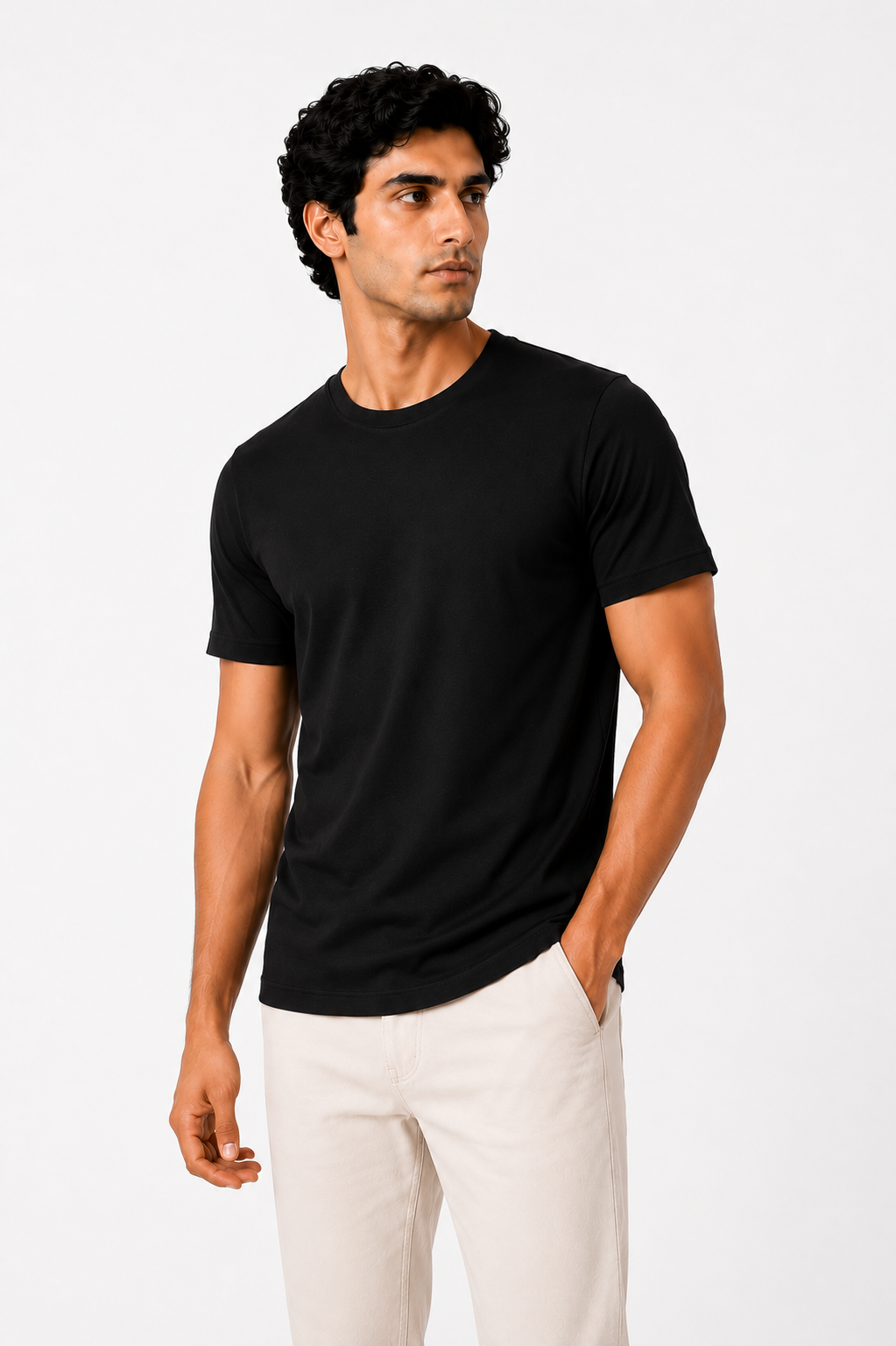 Premium Pima Cotton T-Shirt for Men – Half Sleeve Round Neck-Black