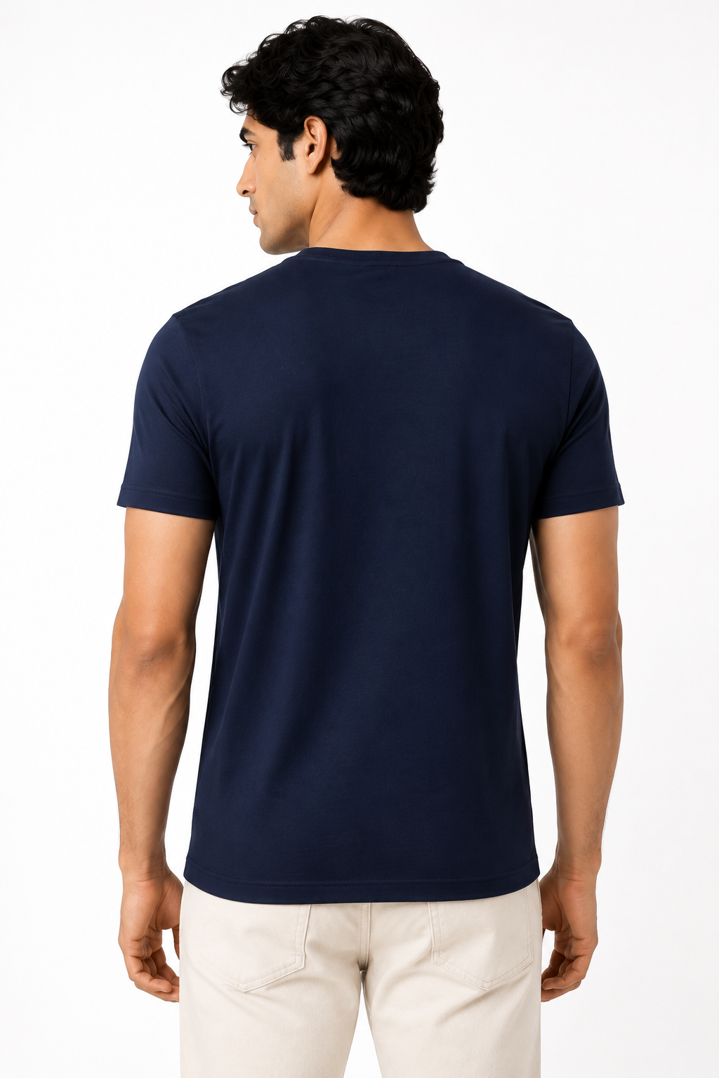 Men's Pima Cotton Round Neck- Half Sleeve T-Shirt – Navy Blue