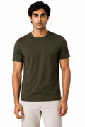 Soft Pima Cotton Men's T-Shirt – Half Sleeve Round Neck - Dark Olive