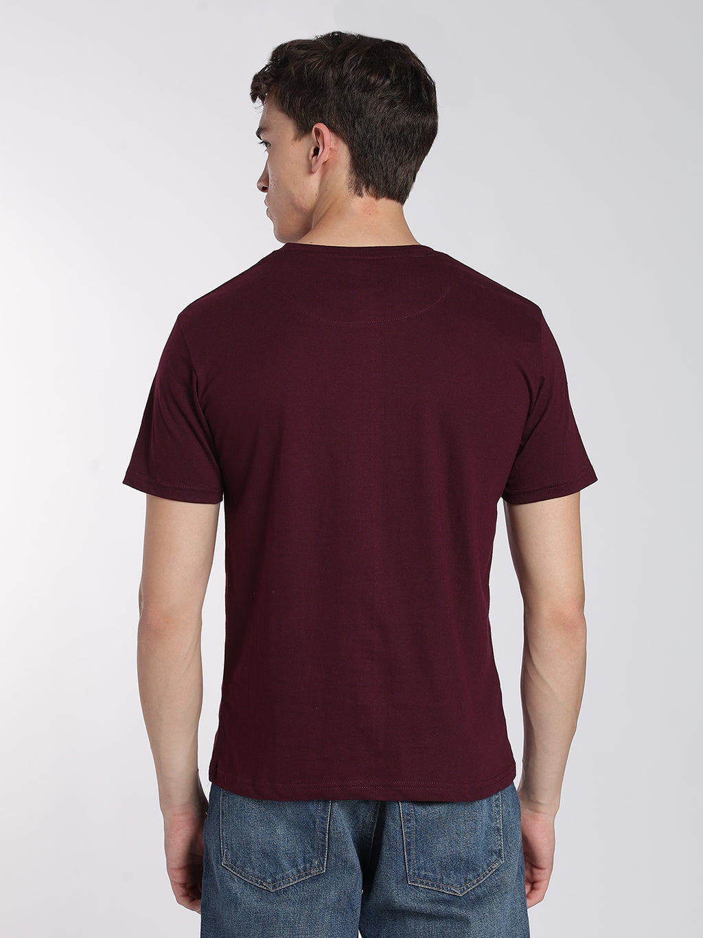 Cotton T-Shirts for Men-Half Sleeve-Round Neck-Regal Cranberry