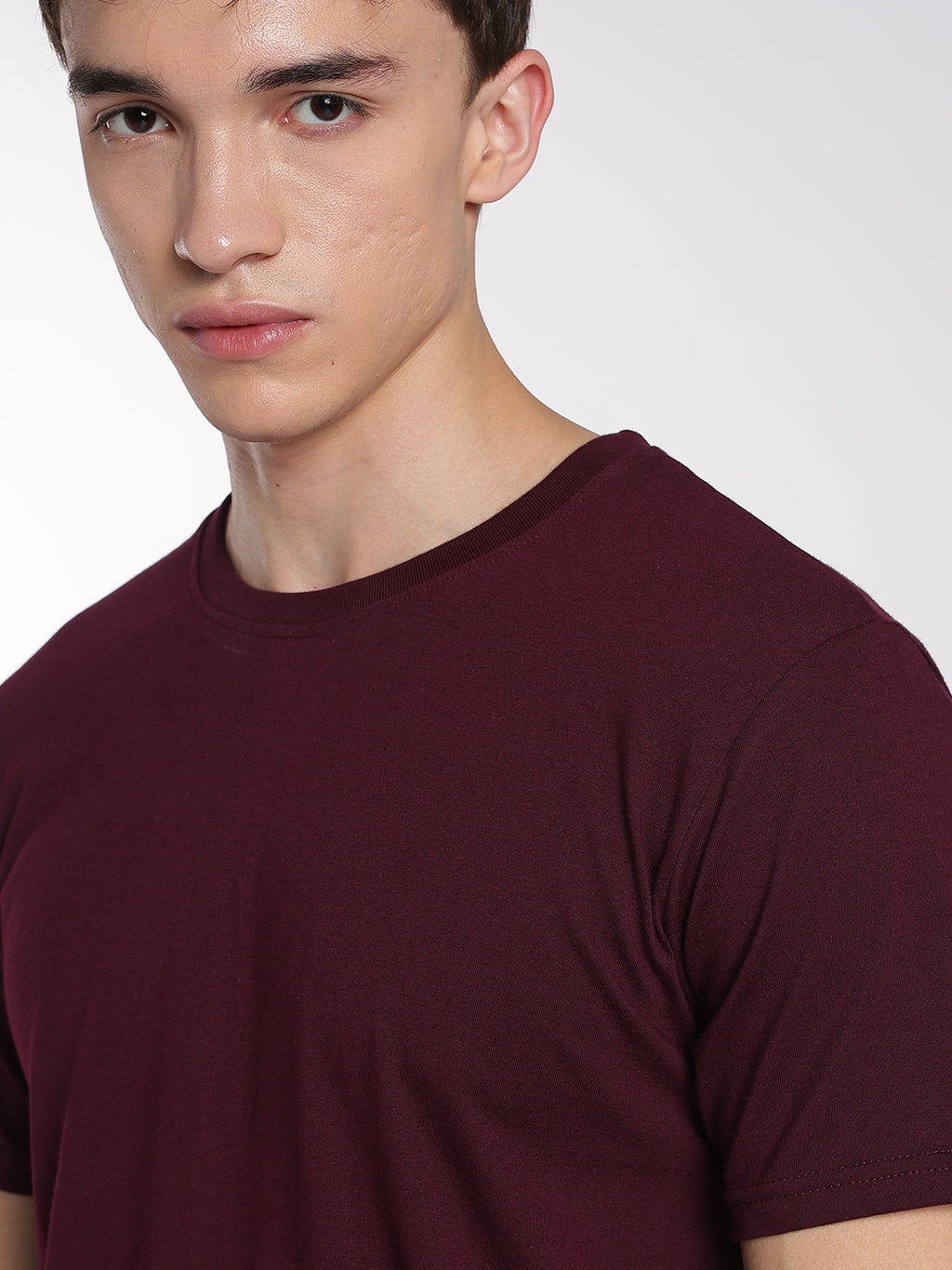 Cotton T-Shirts for Men-Half Sleeve-Round Neck-Regal Cranberry