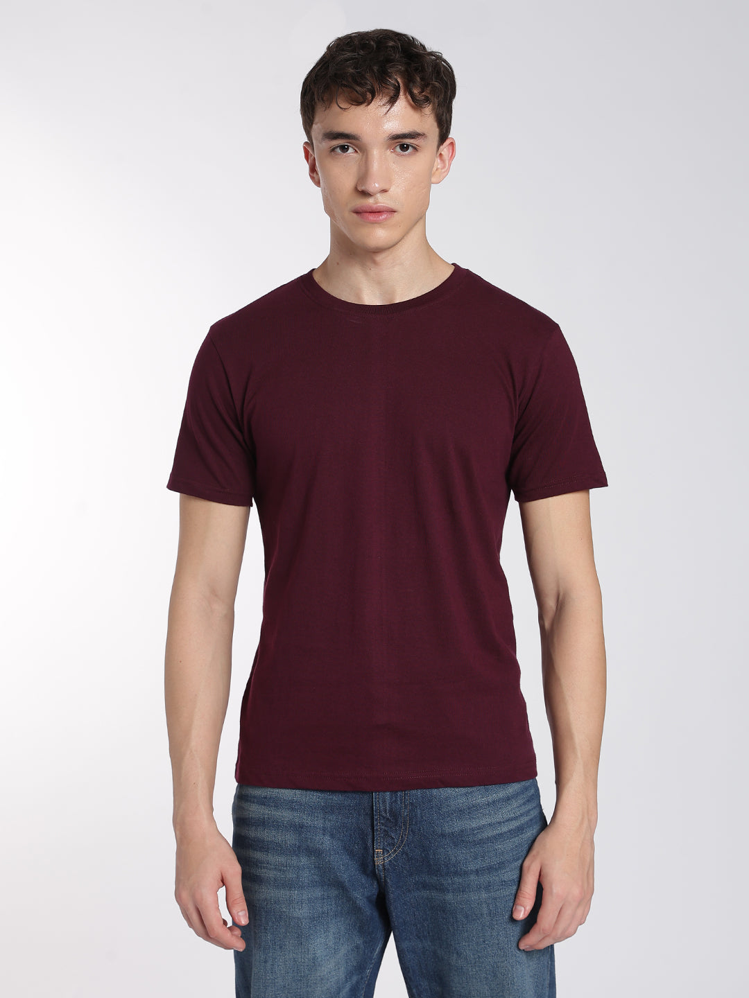 Cotton T-Shirts for Men-Half Sleeve-Round Neck-Regal Cranberry