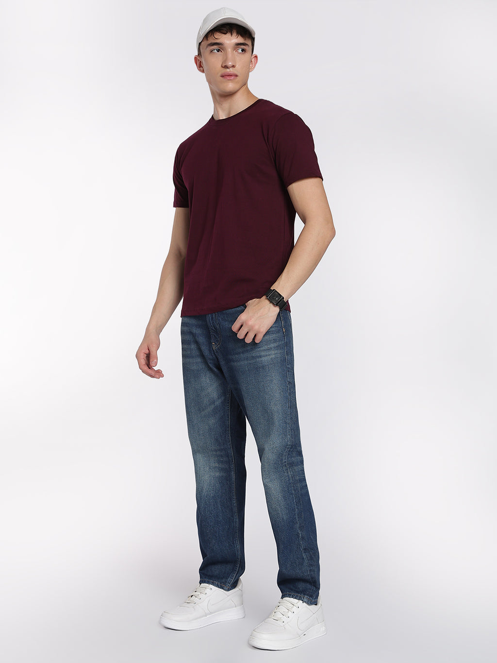 Cotton T-Shirts for Men-Half Sleeve-Round Neck-Regal Cranberry