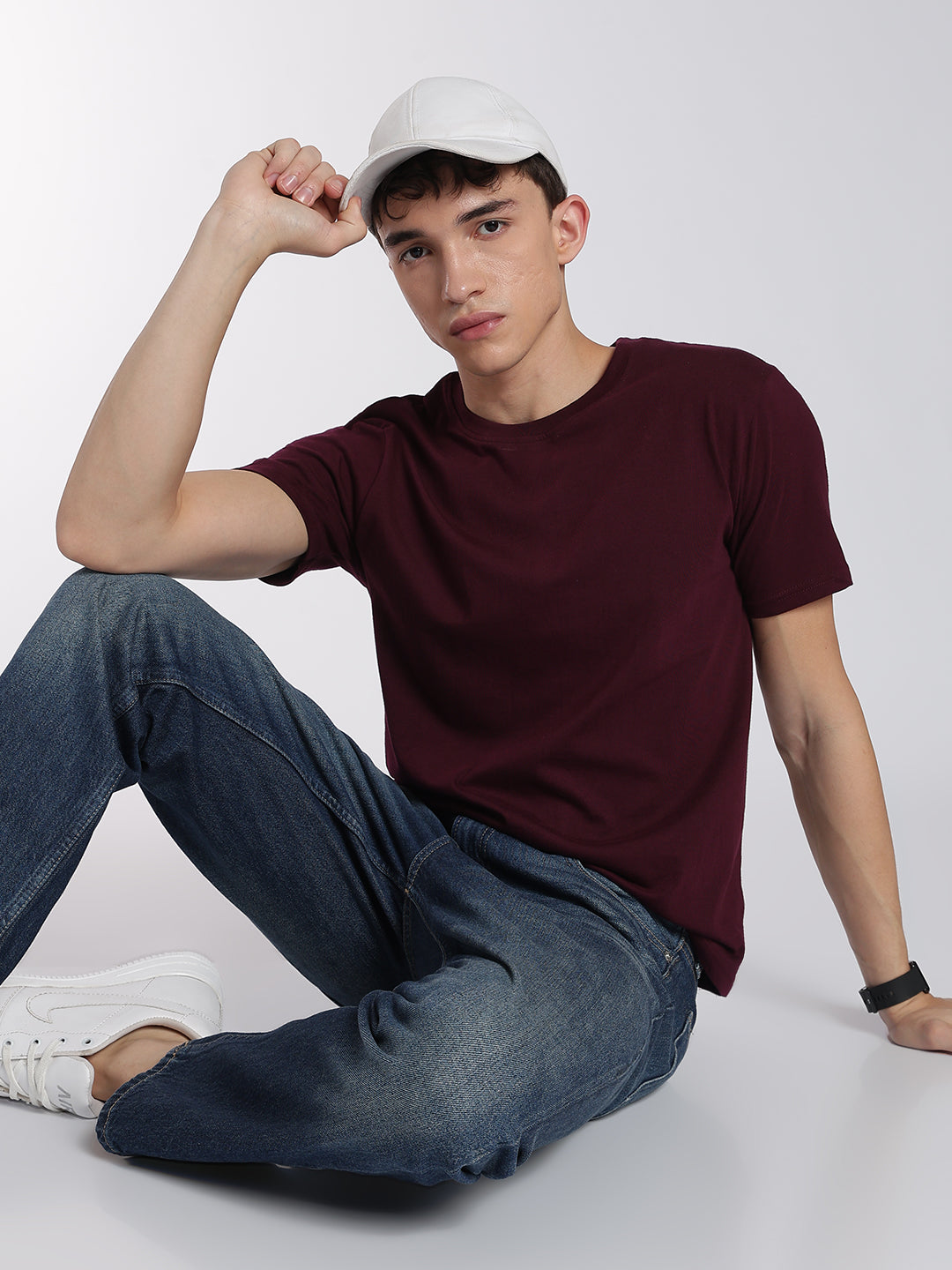 Cotton T-Shirts for Men-Half Sleeve-Round Neck-Regal Cranberry