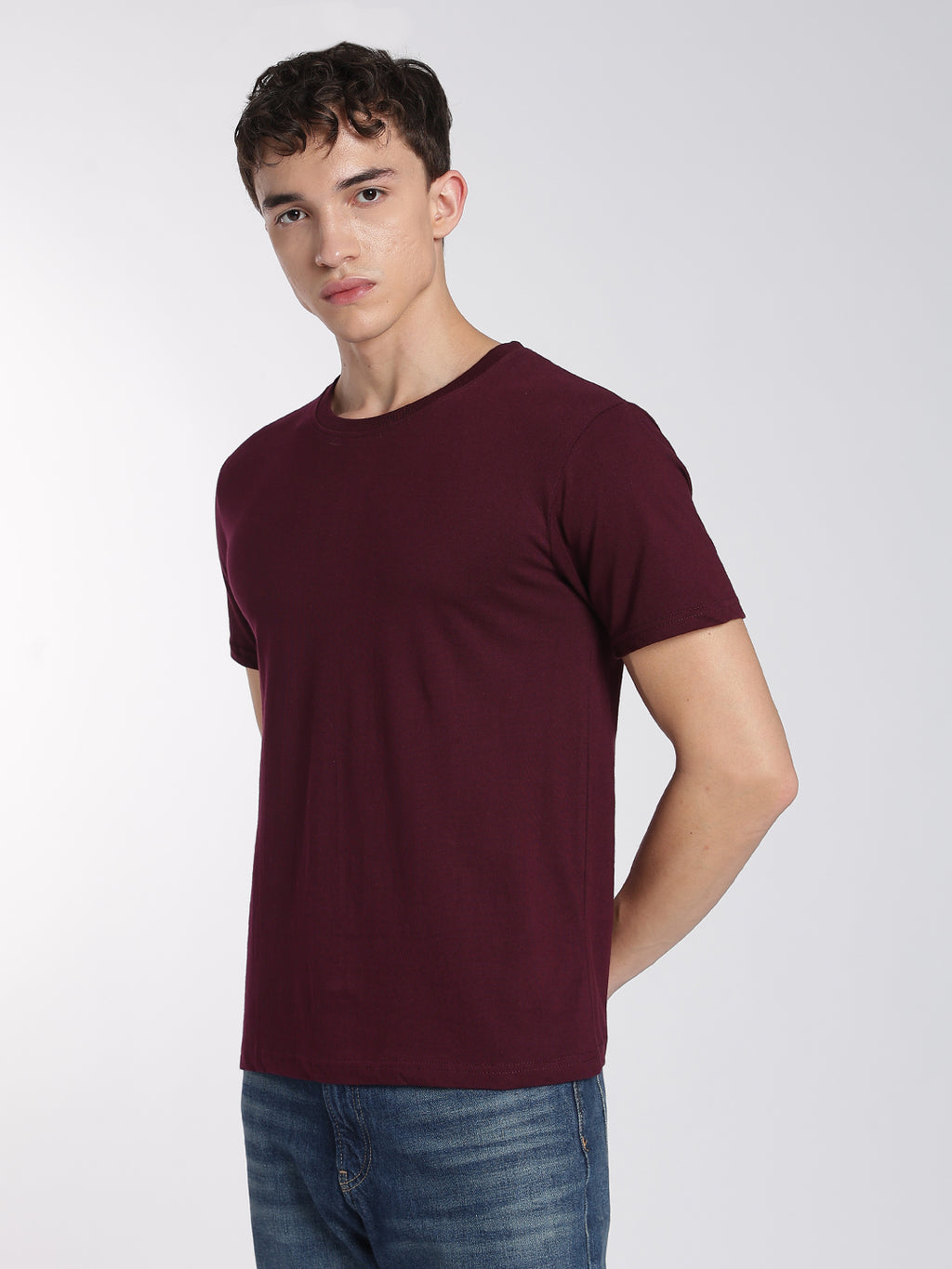 Cotton T-Shirts for Men-Half Sleeve-Round Neck-Regal Cranberry