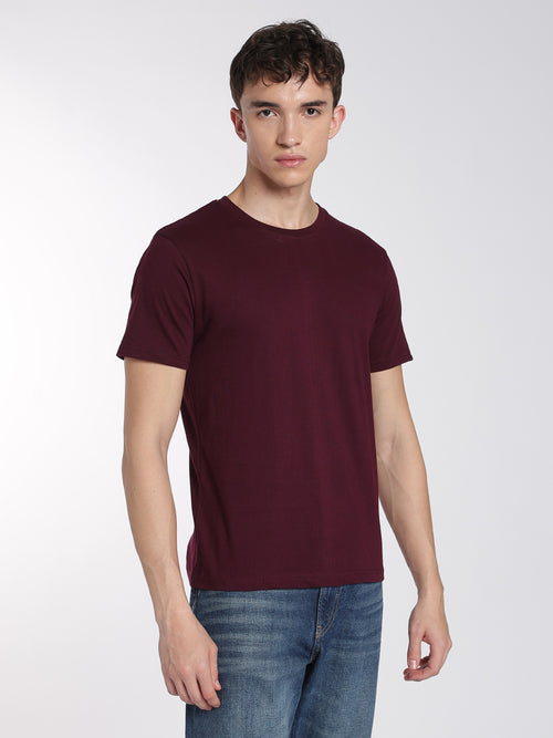 Cotton T-Shirts for Men-Half Sleeve-Round Neck-Regal Cranberry