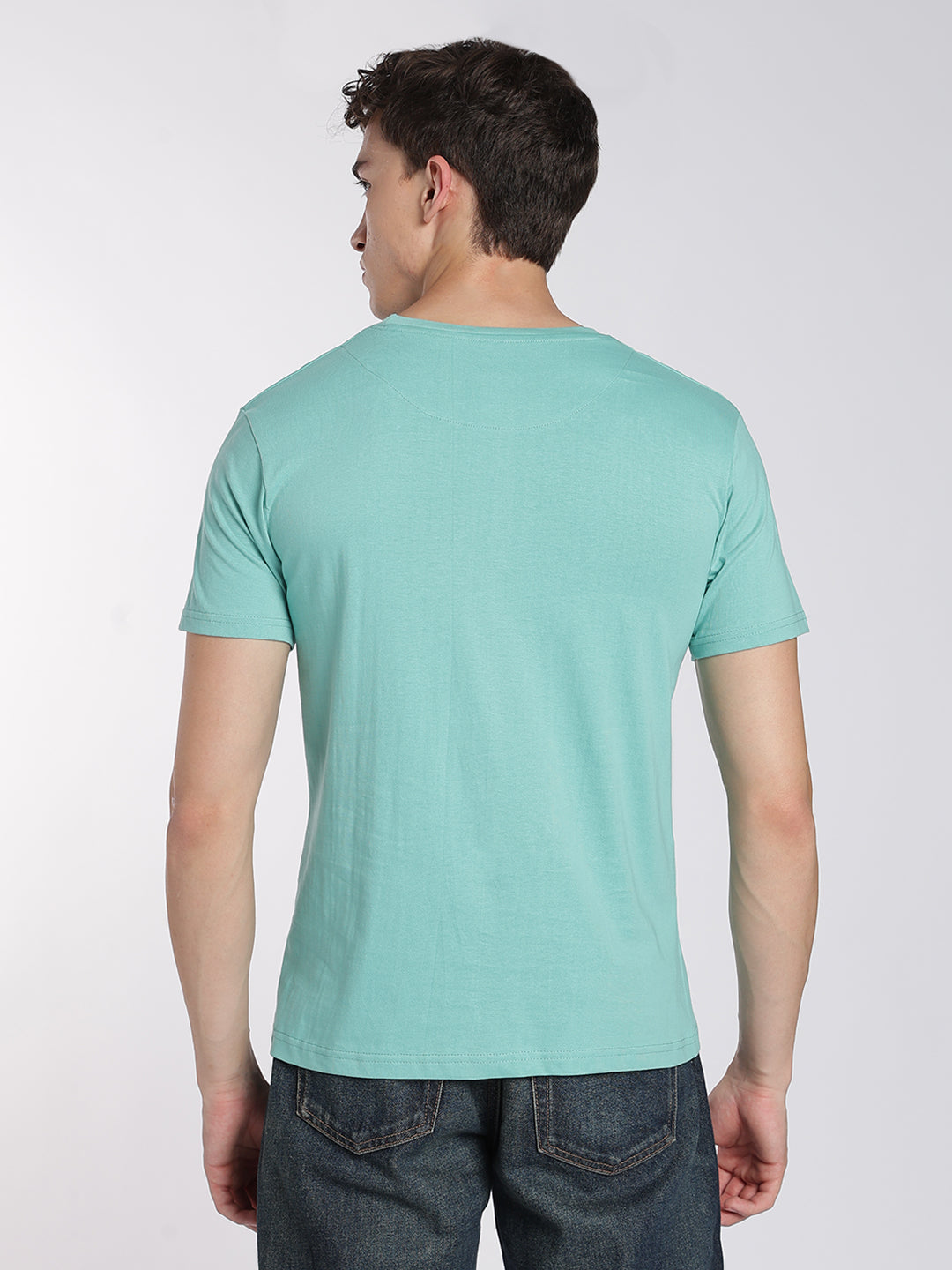 Everyday Cotton T-Shirts-Half Sleeve-Round Neck-Dusty Turquoise