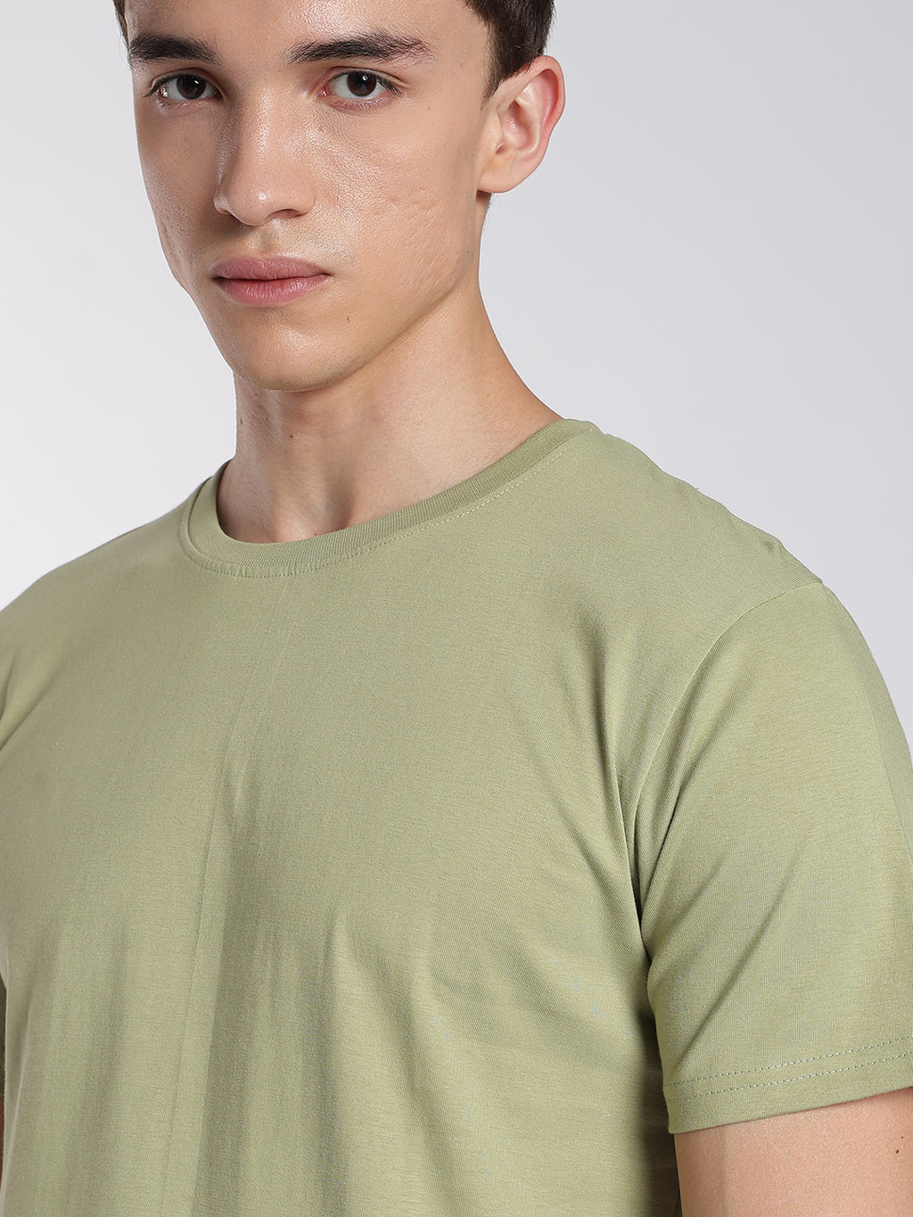 Soft Cotton T-Shirts-Half Sleeve-Round Neck-Mint Sage