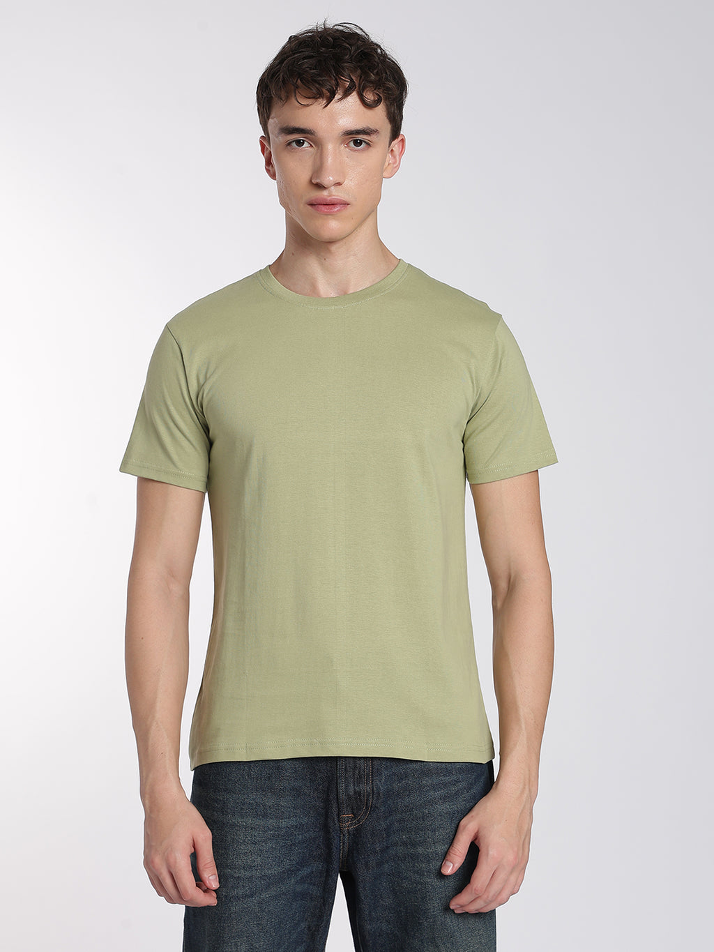 Soft Cotton T-Shirts-Half Sleeve-Round Neck-Mint Sage