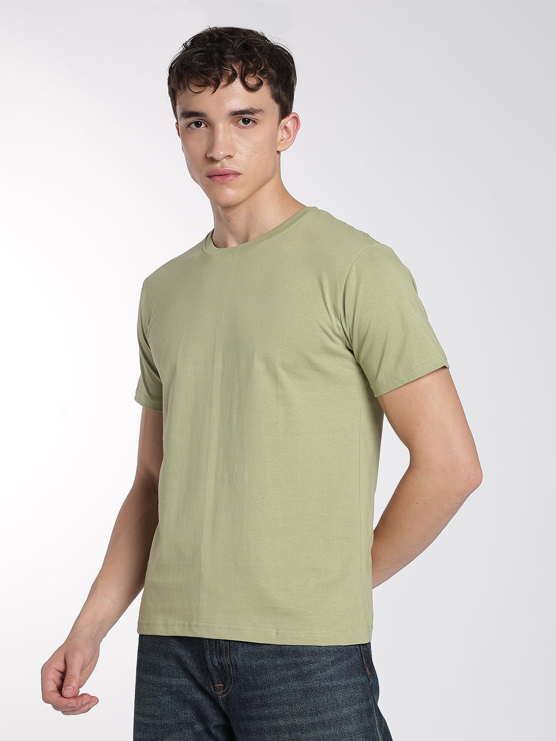 Soft Cotton T-Shirts-Half Sleeve-Round Neck-Mint Sage
