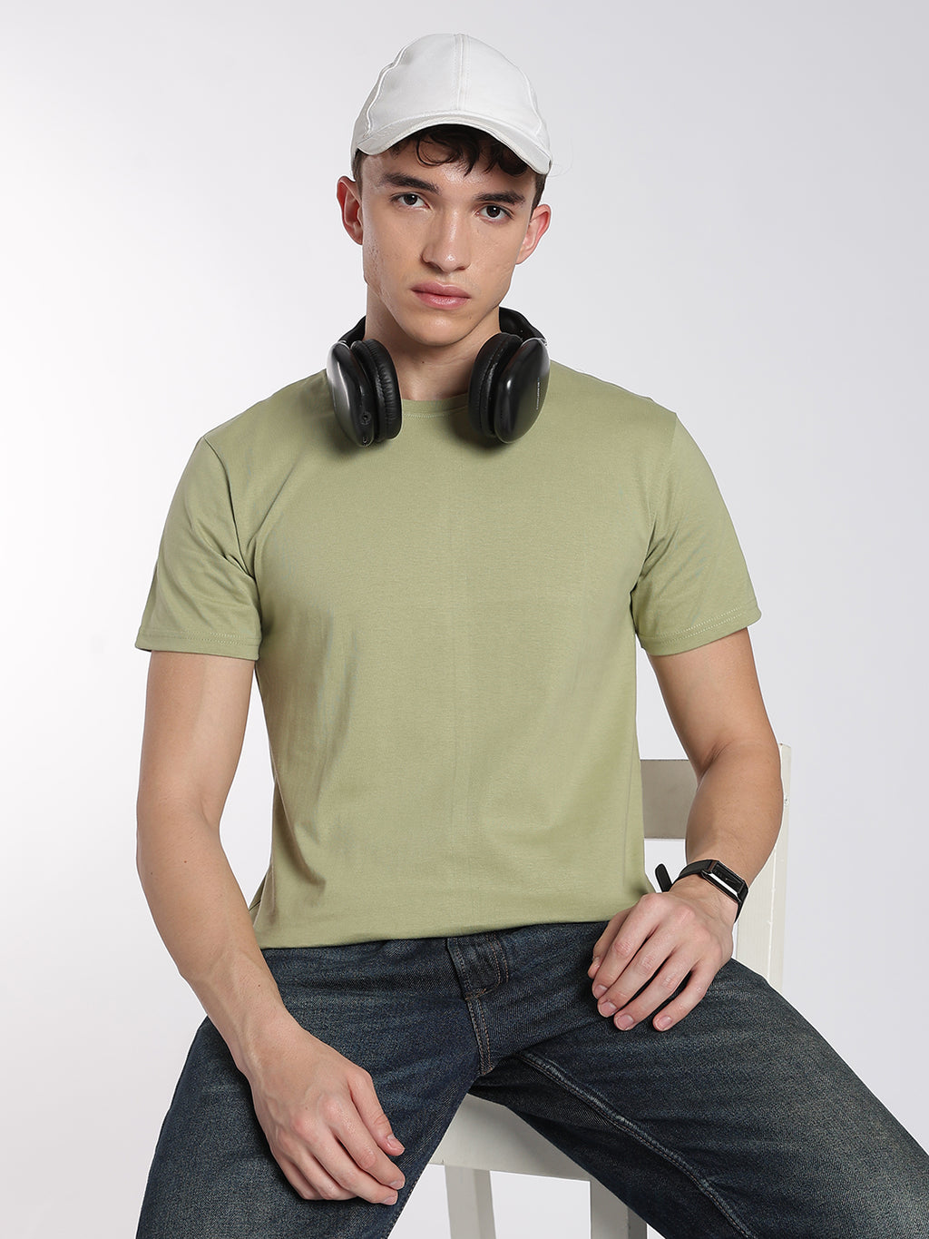 Soft Cotton T-Shirts-Half Sleeve-Round Neck-Mint Sage