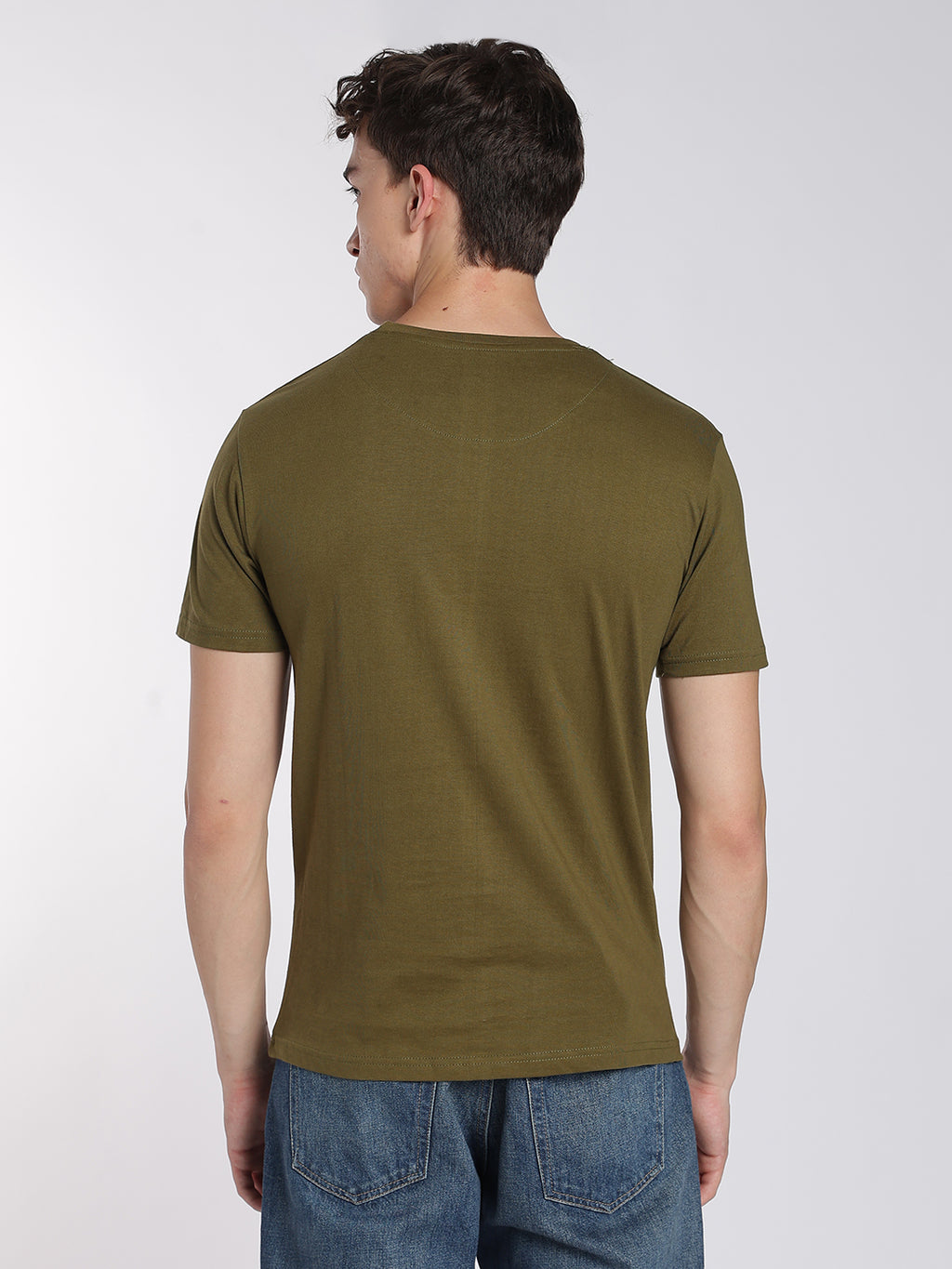 Round Neck T-Shirts for Men-Half Sleeve-Earthy Olive