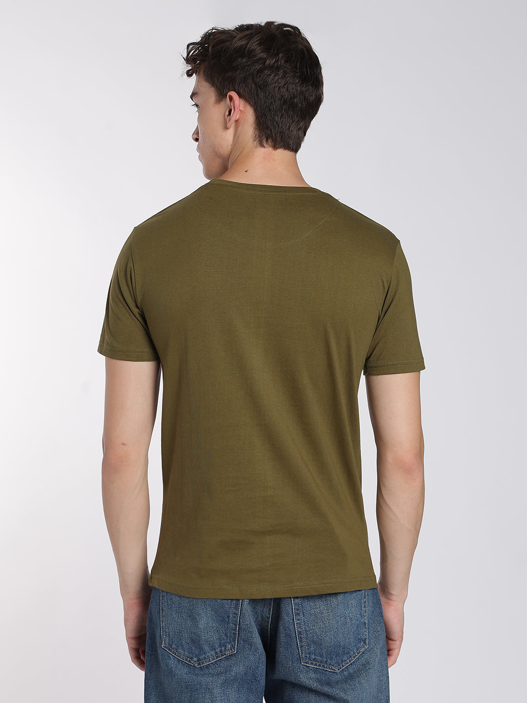 Round Neck T-Shirts for Men-Half Sleeve-Earthy Olive