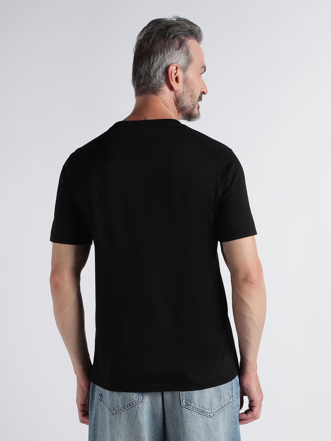 Premium Supima Cotton T-Shirt for Men – Half Sleeve Round Neck-Black