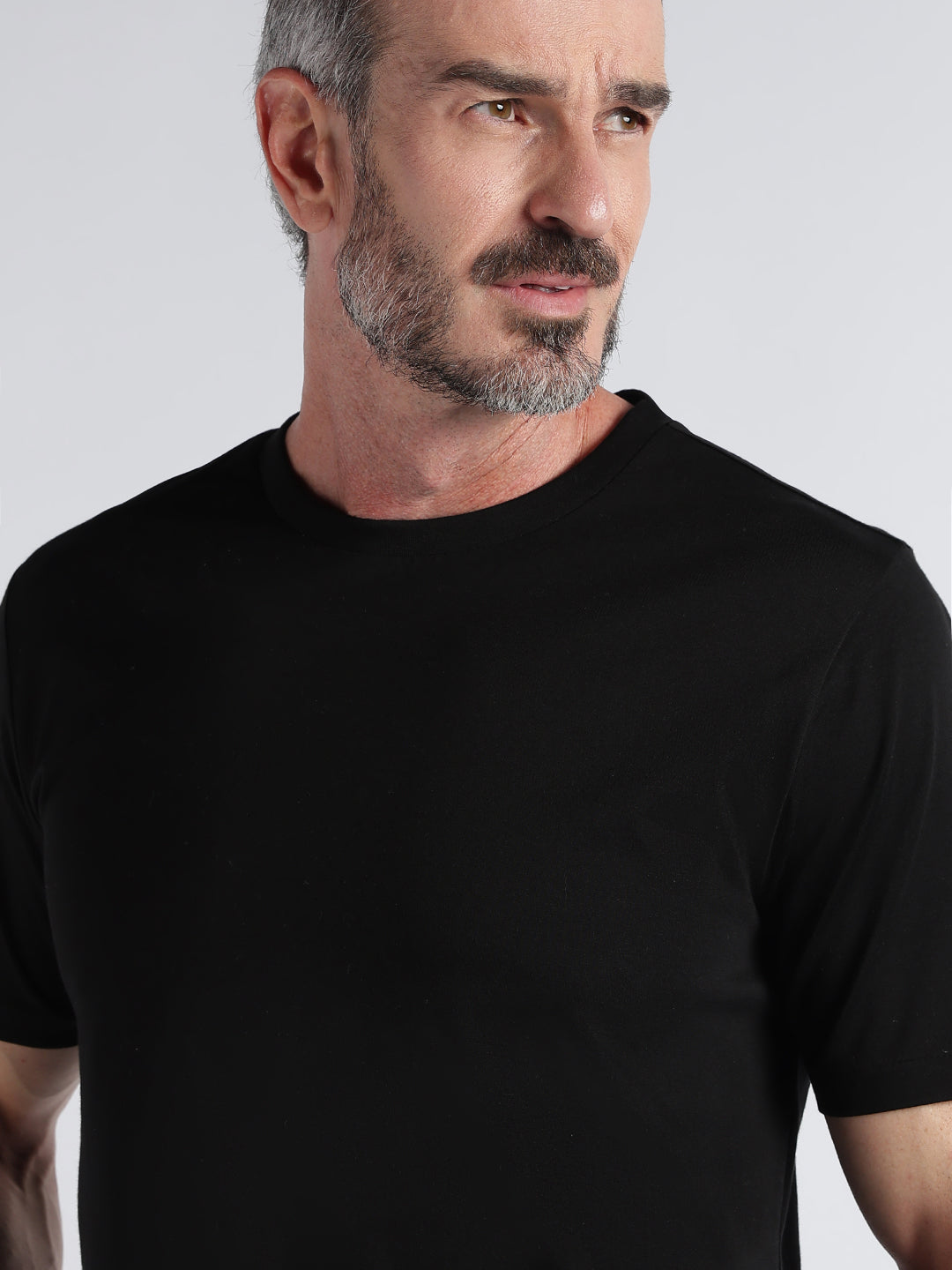 Premium Supima Cotton T-Shirt for Men – Half Sleeve Round Neck-Black