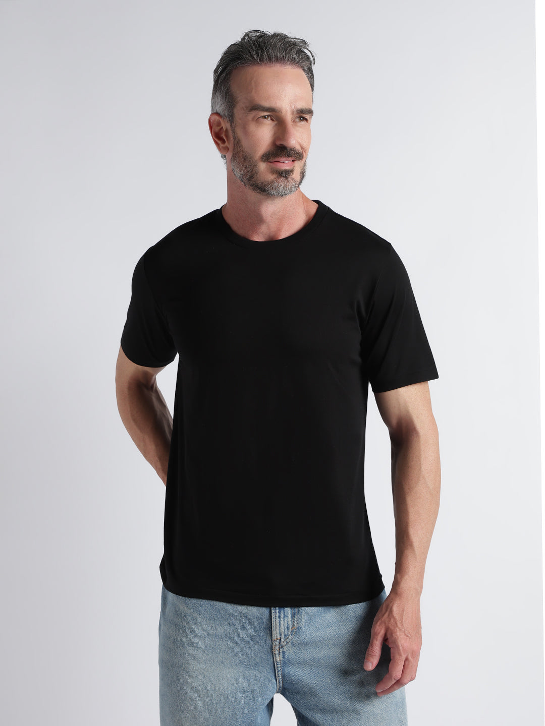 Premium Supima Cotton T-Shirt for Men – Half Sleeve Round Neck-Black