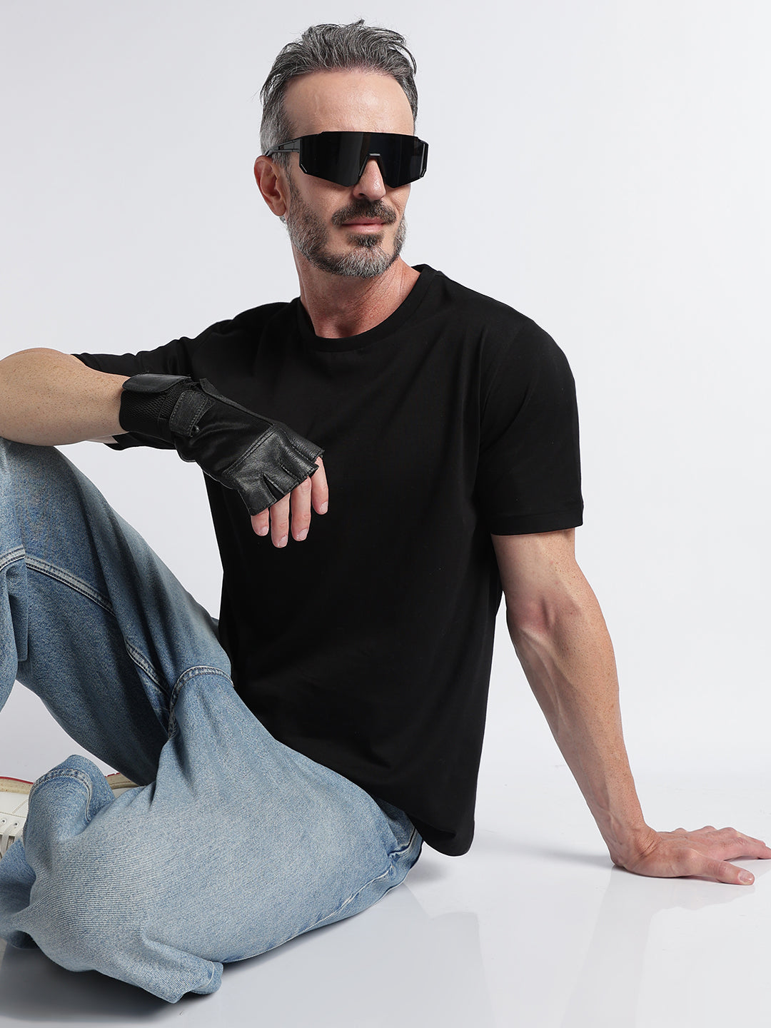 Premium Supima Cotton T-Shirt for Men – Half Sleeve Round Neck-Black