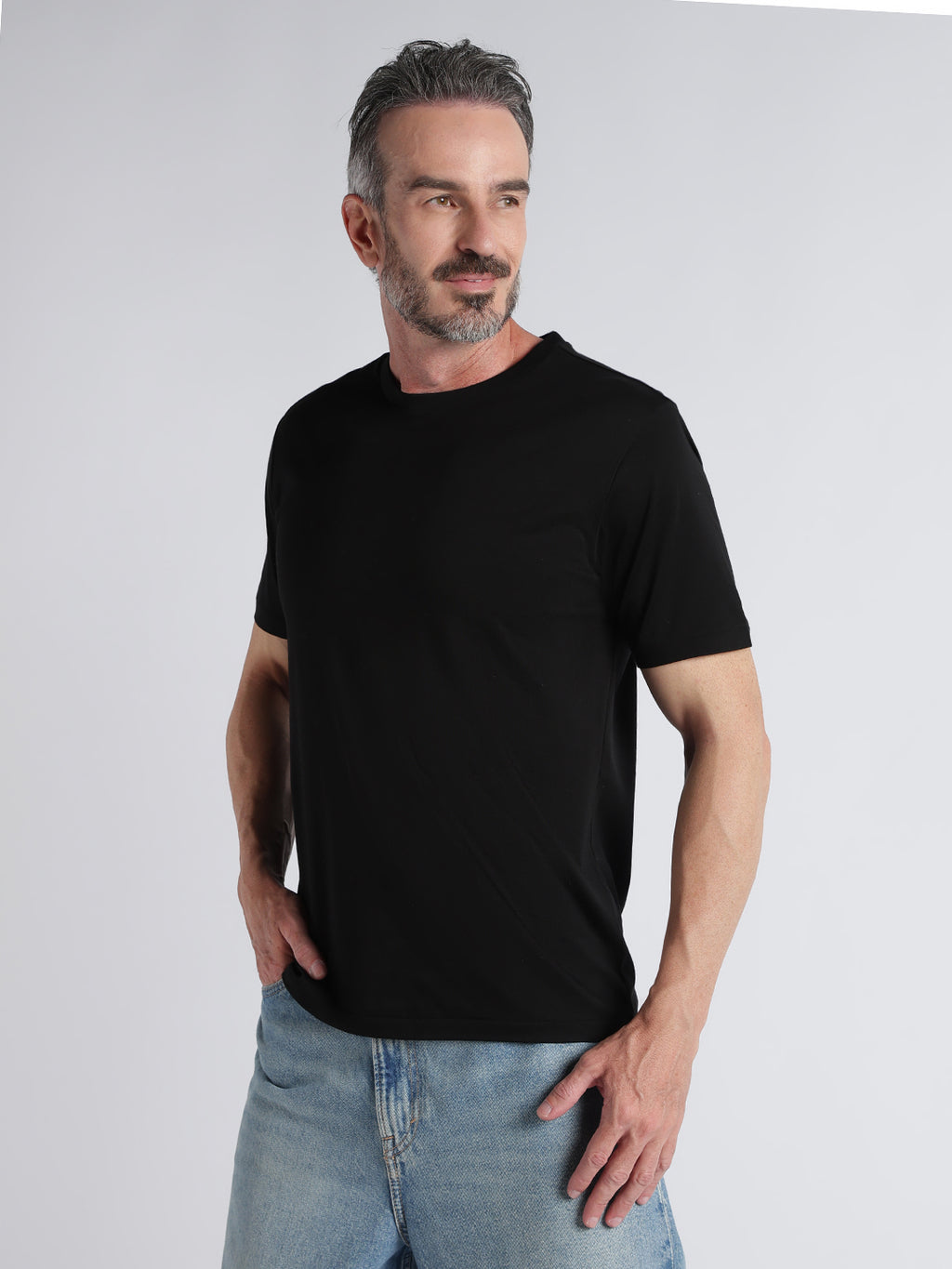 Premium Supima Cotton T-Shirt for Men – Half Sleeve Round Neck-Black