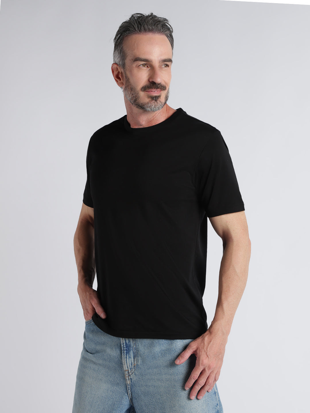 Premium Supima Cotton T-Shirt for Men – Half Sleeve Round Neck-Black