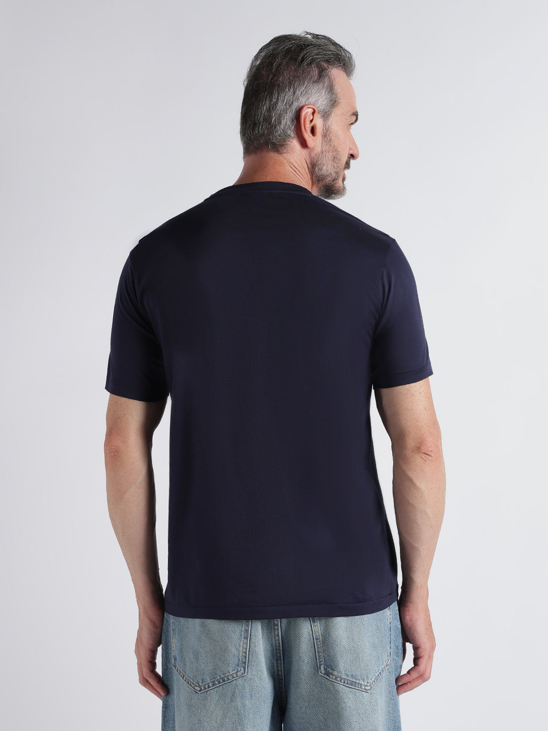 Men's Pima Cotton Round Neck- Half Sleeve T-Shirt – Navy Blue