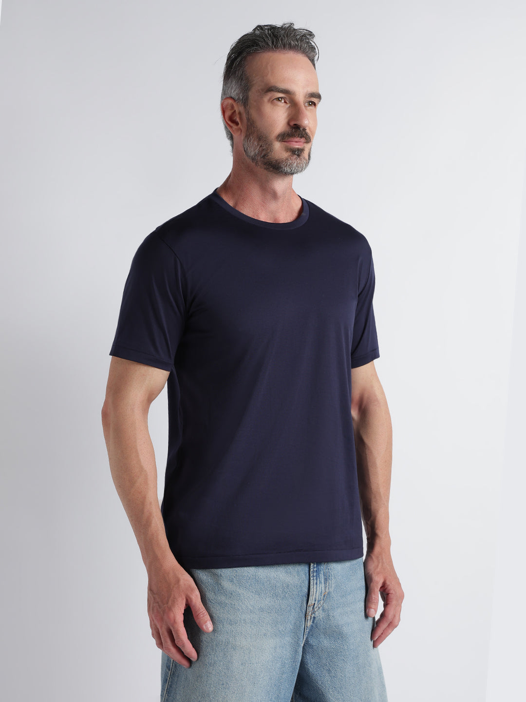 Men's Pima Cotton Round Neck- Half Sleeve T-Shirt – Navy Blue