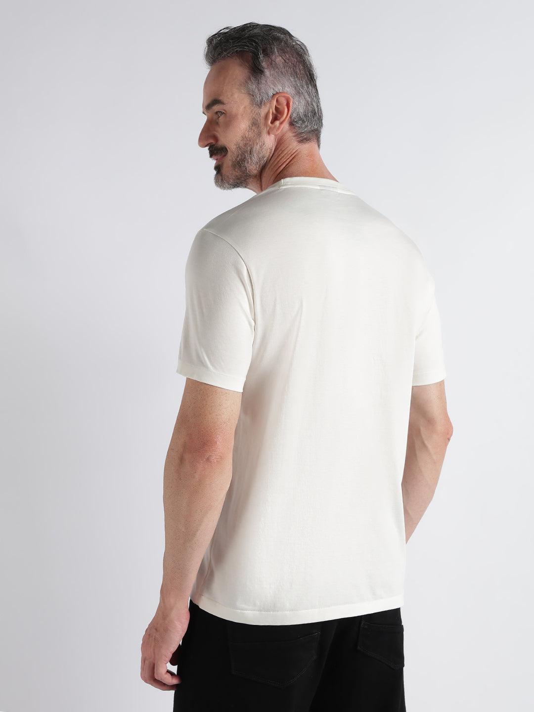 Pima Cotton T-Shirt for Men Round Neck Half Sleeve-White