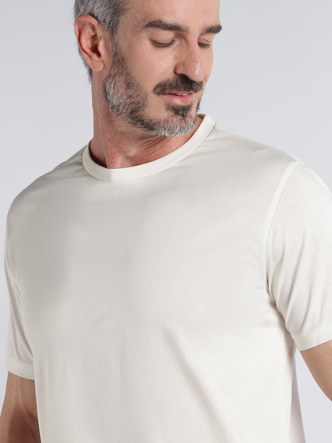 Pima Cotton T-Shirt for Men Round Neck Half Sleeve-White